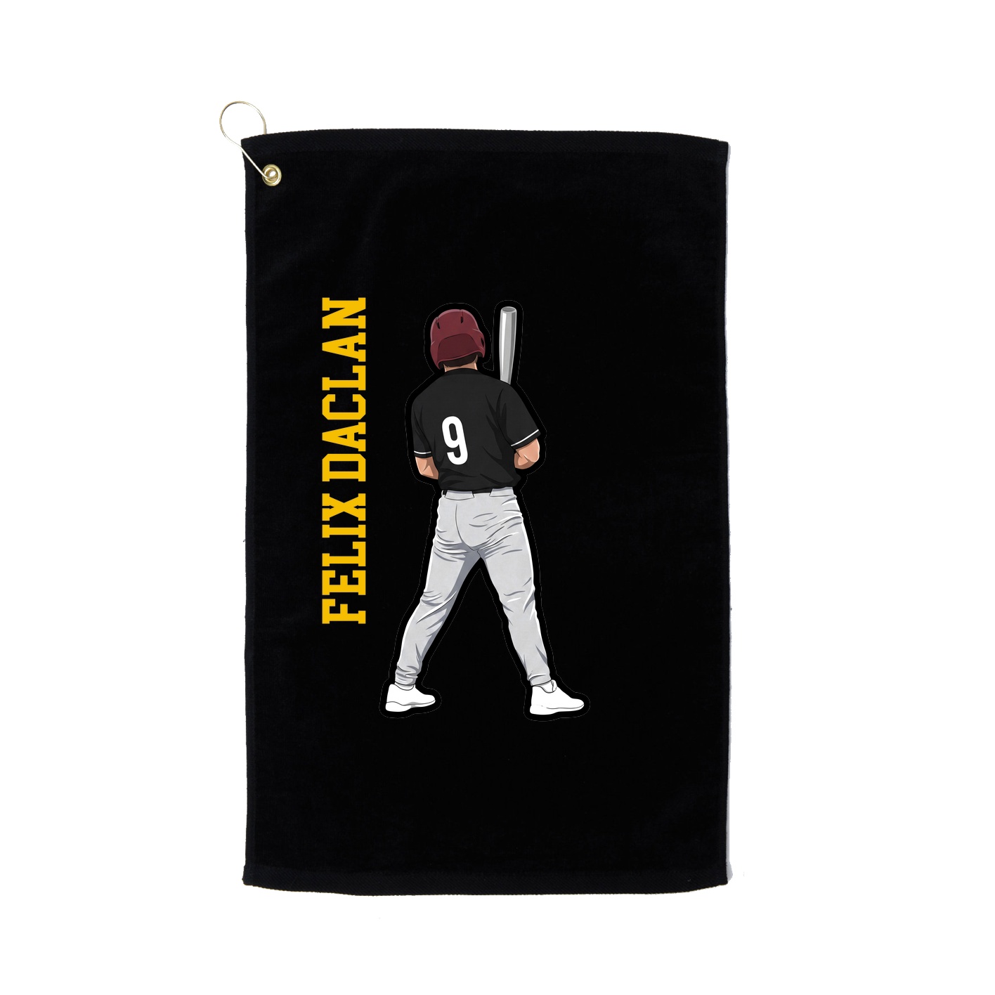 Golf Towel — Name Vertical in Black