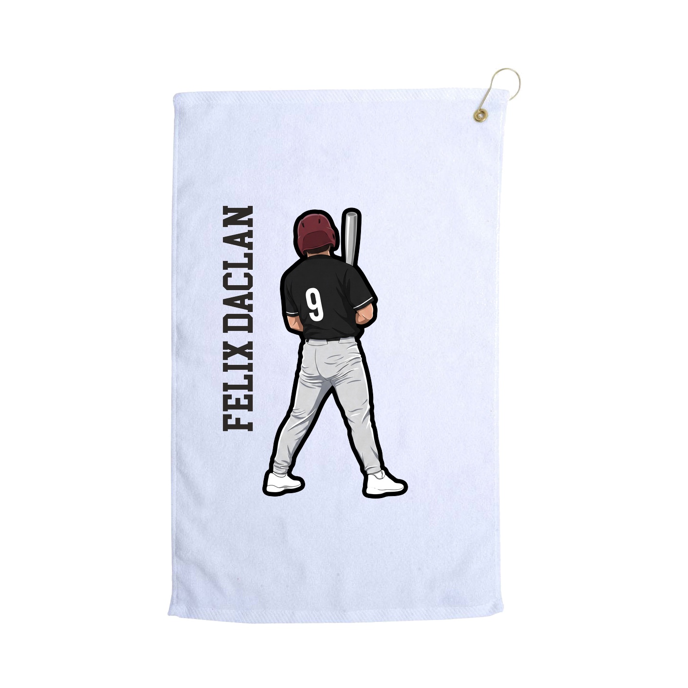 Golf Towel — Name Vertical in White