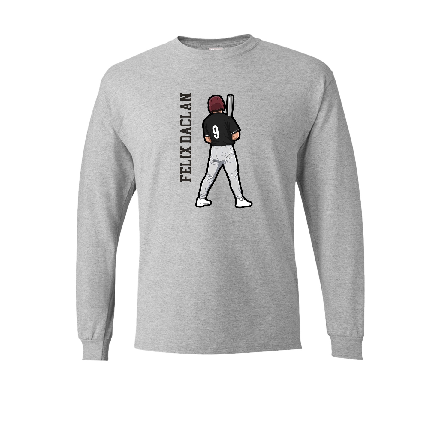 Long Sleeve Tee — Name Vertical in Grey