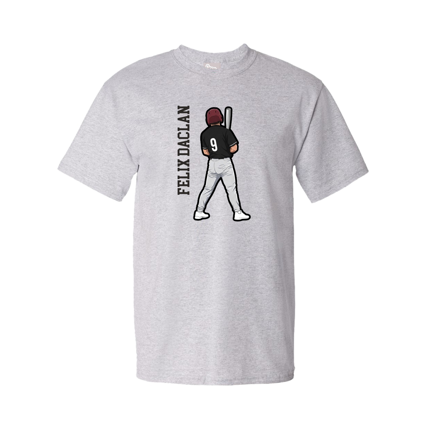 Youth Tee — Name Vertical in Grey