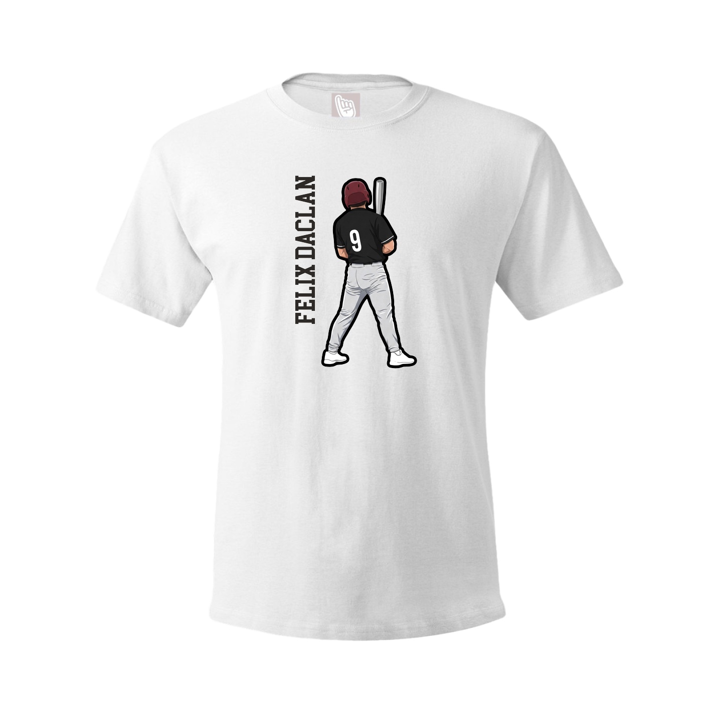 Youth Tee — Name Vertical in White