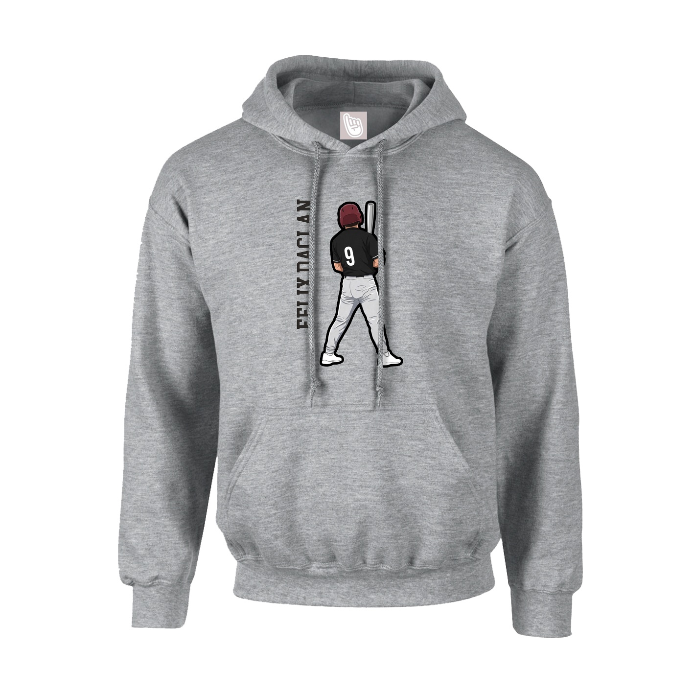 Hoodie — Name Vertical in Grey