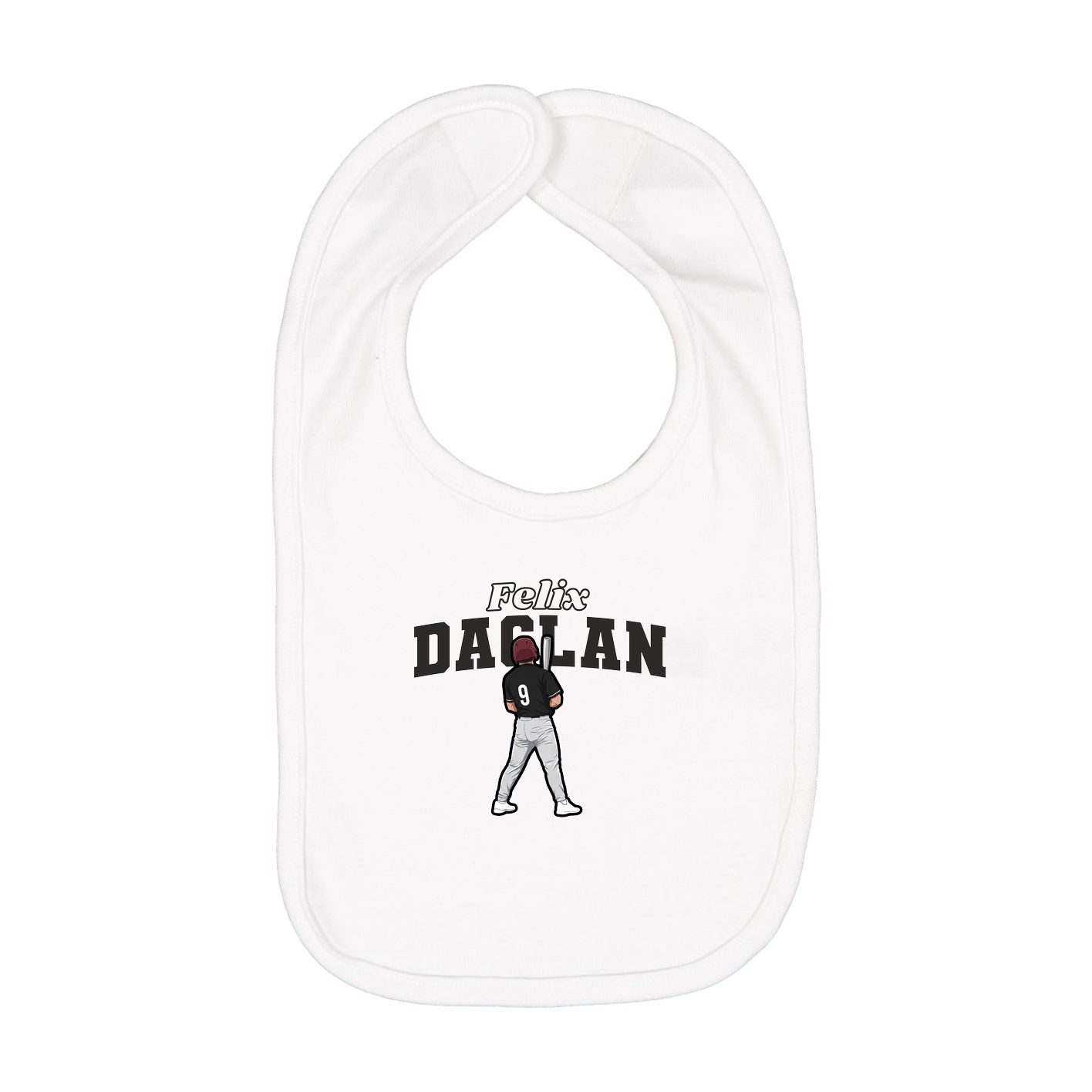 Infant Bib — Name Arch in White