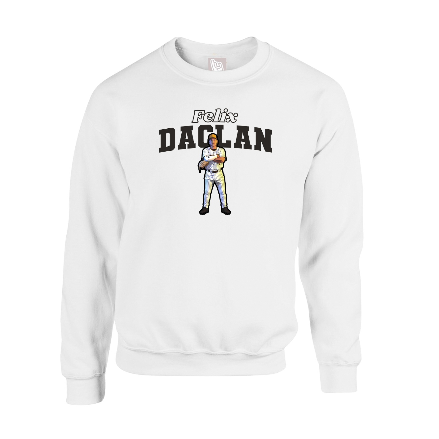 Fleece Crew — Name Arch in White