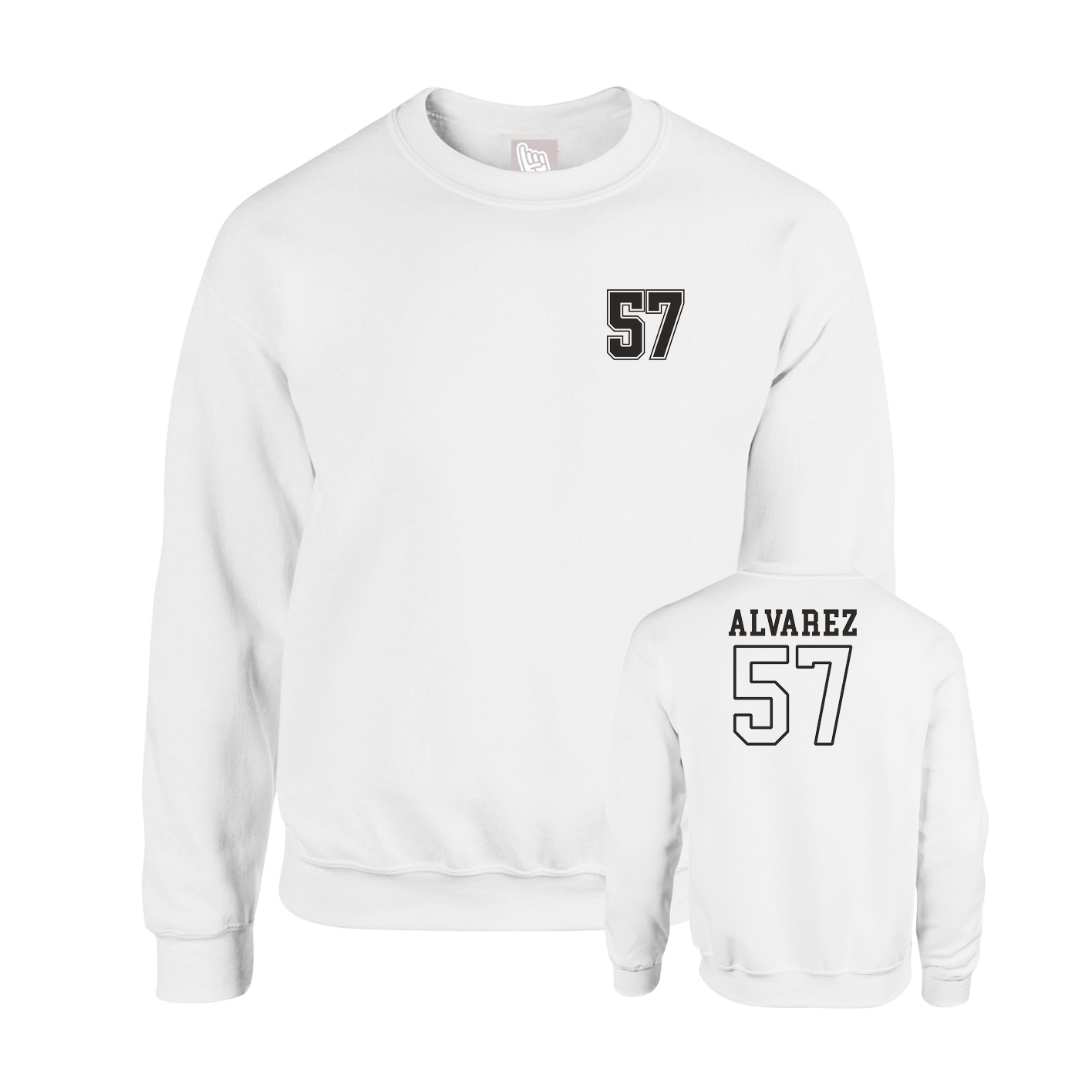 Fleece Crew — Chest Back in White