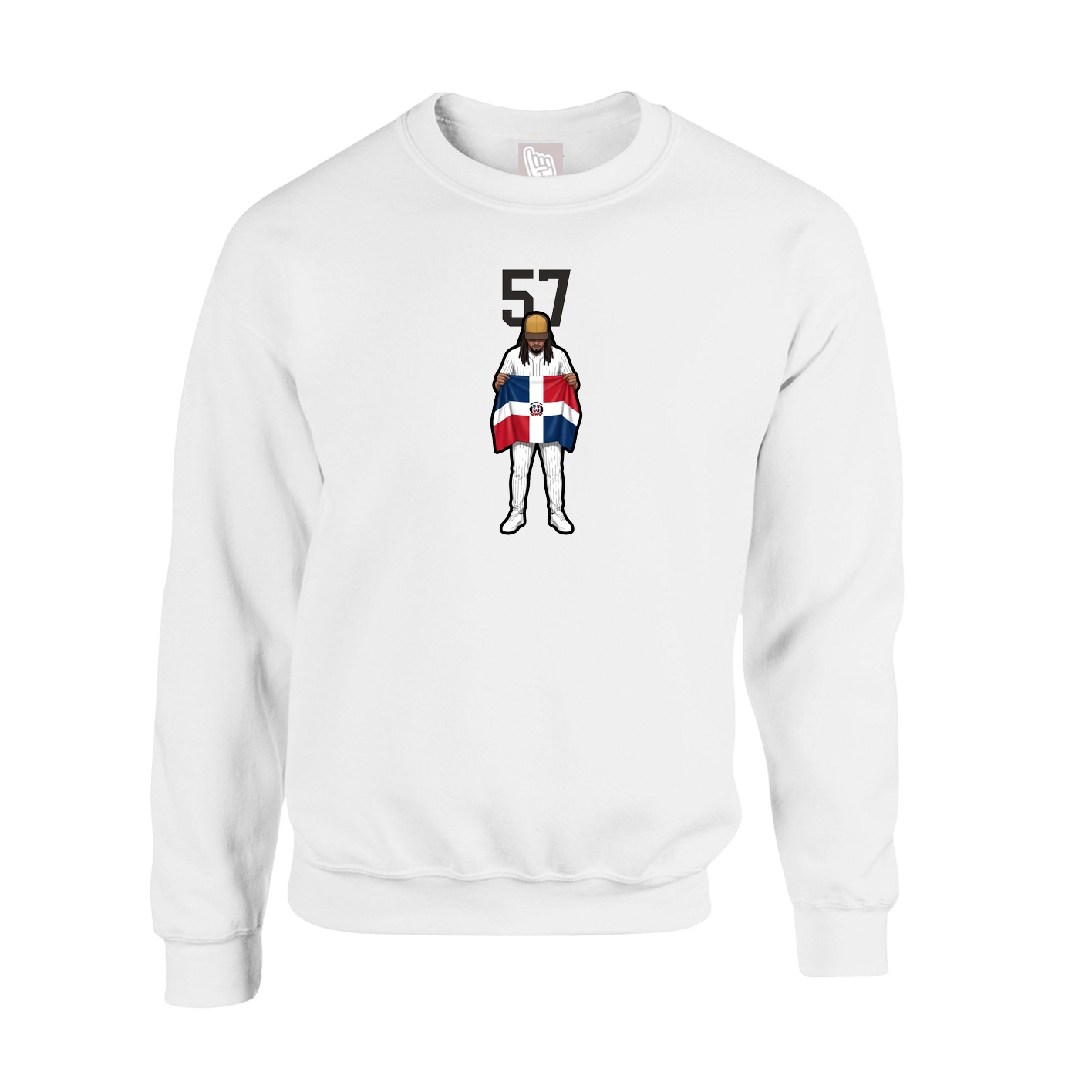 Fleece Crew — Number Top in White
