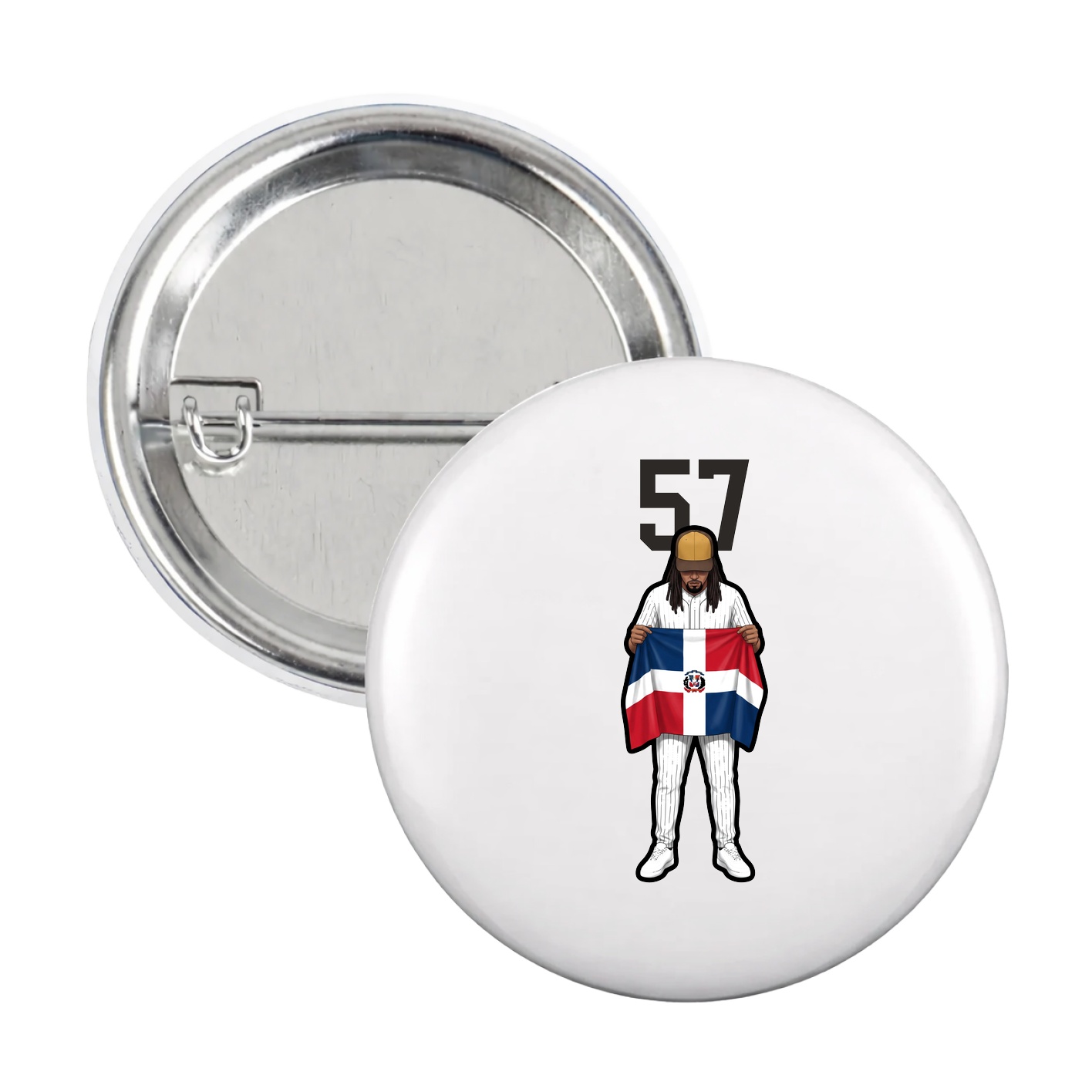 Game Day Button — Number Top in White