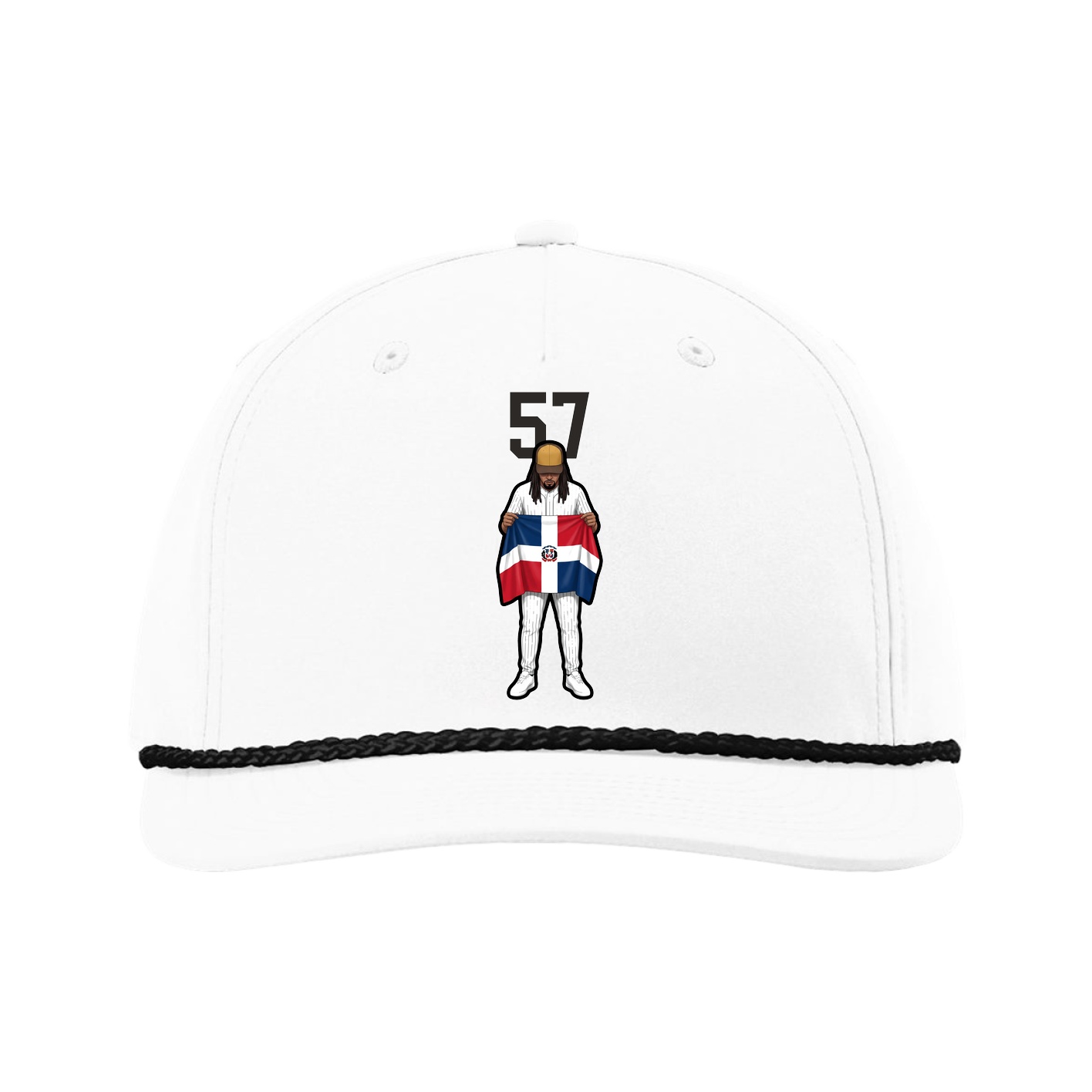 Five-Panel Classic Rope Cap — Number Top in White