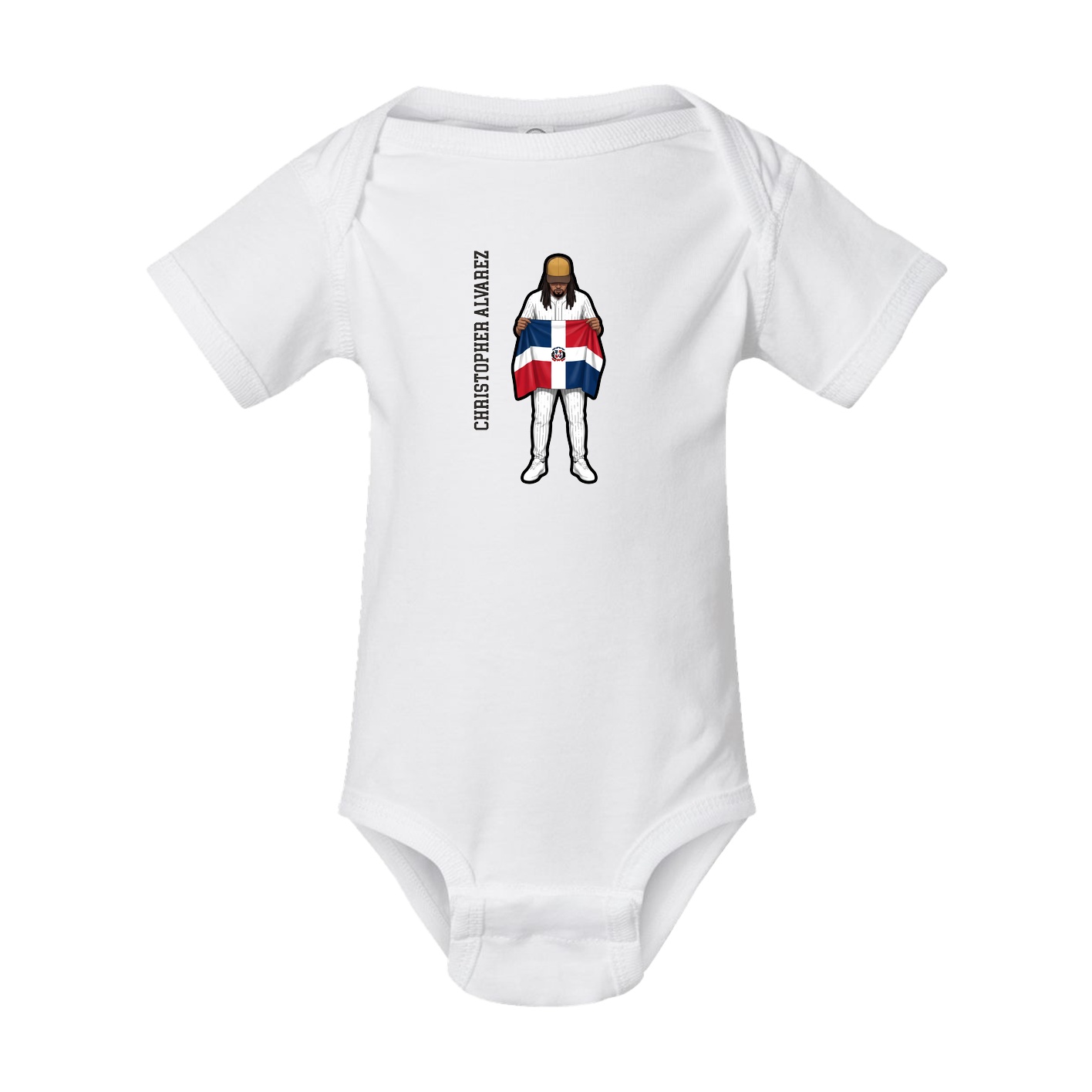 Baby Onesie — Name Vertical in White