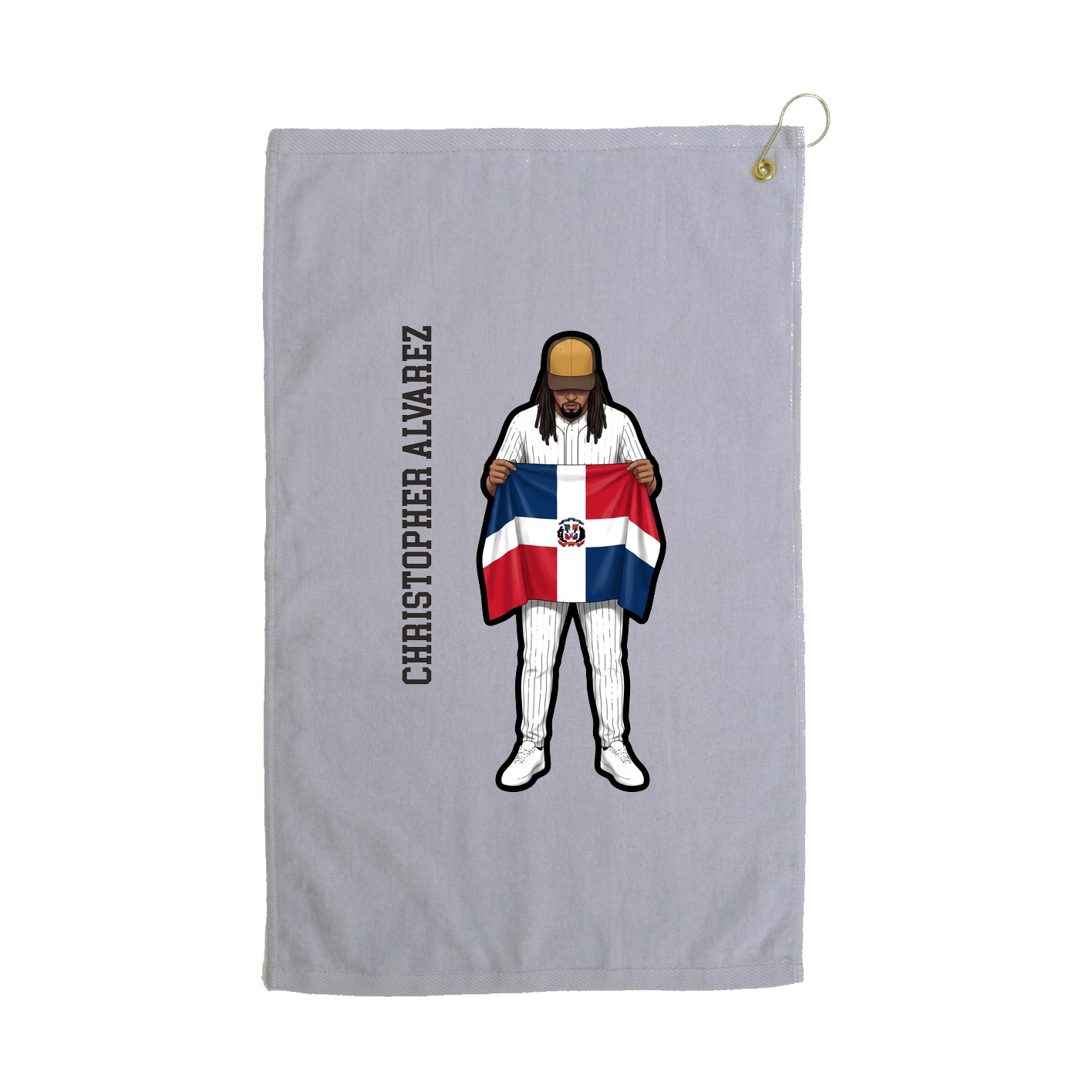 Golf Towel — Name Vertical in Grey