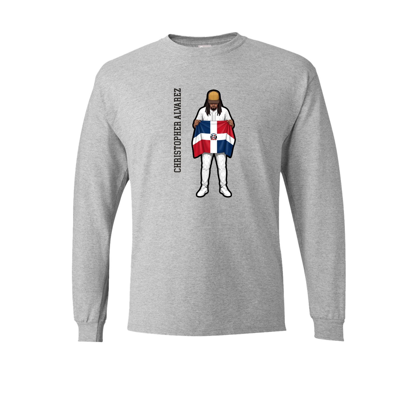 Long Sleeve Tee — Name Vertical in Grey