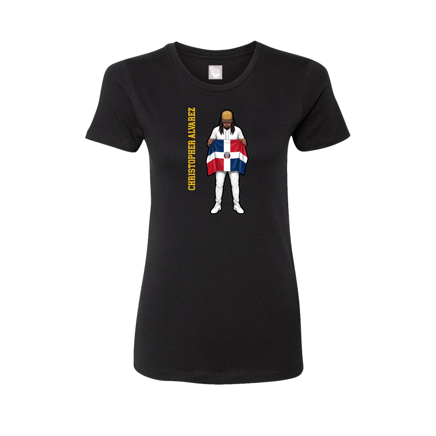 Fitted Women's Tee — Name Vertical in Black