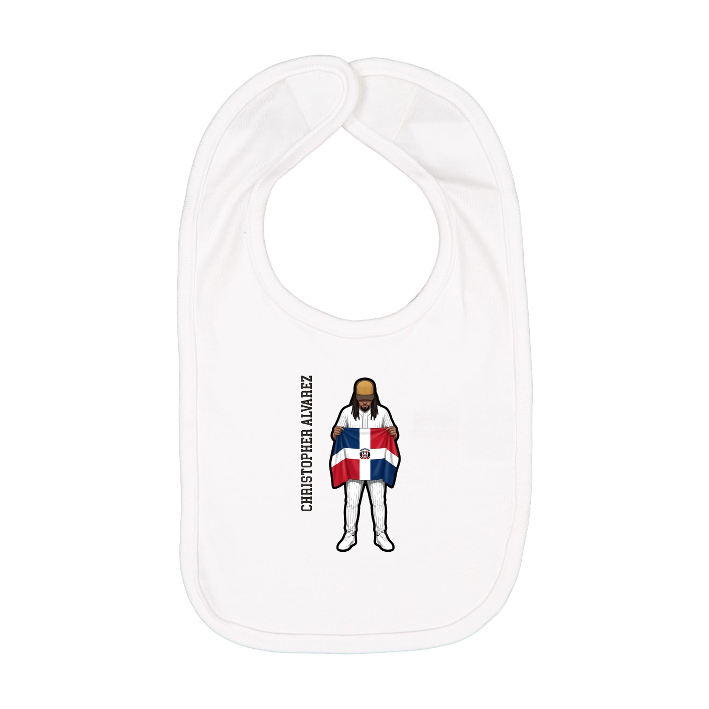 Infant Bib — Name Vertical in White
