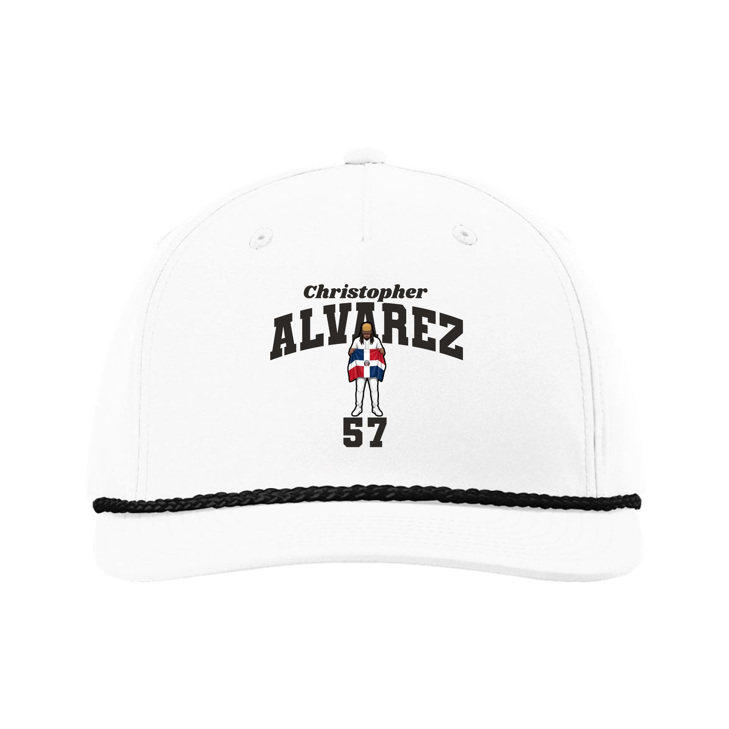 Five-Panel Classic Rope Cap — Signature Arch in White