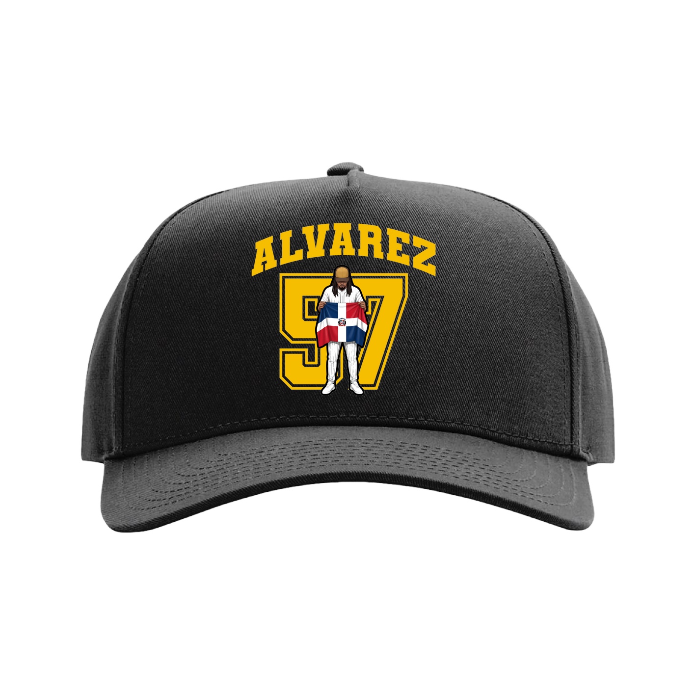 Full Fabric Five-Panel Champ Cap — Number in Black
