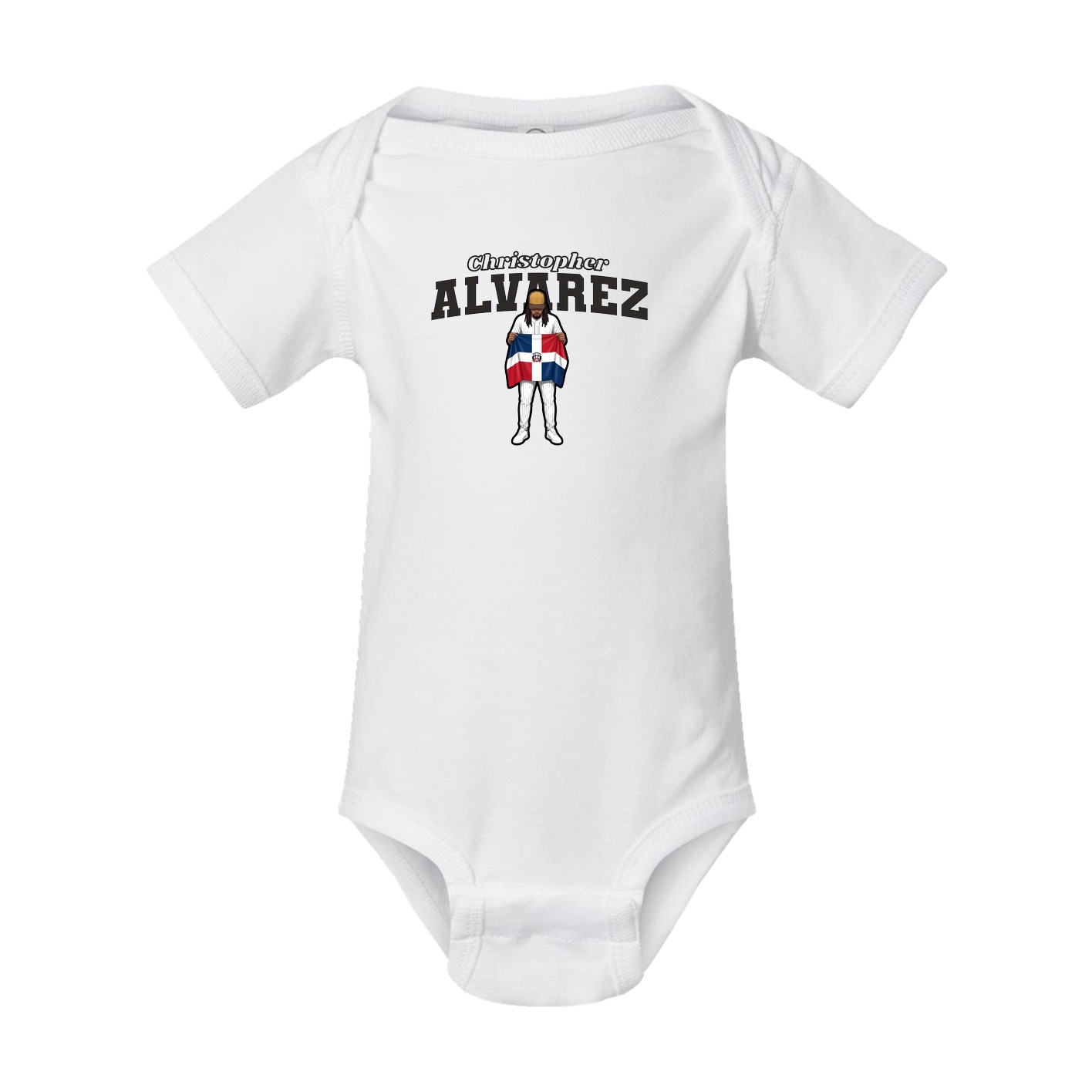 Baby Onesie — Name Arch in White