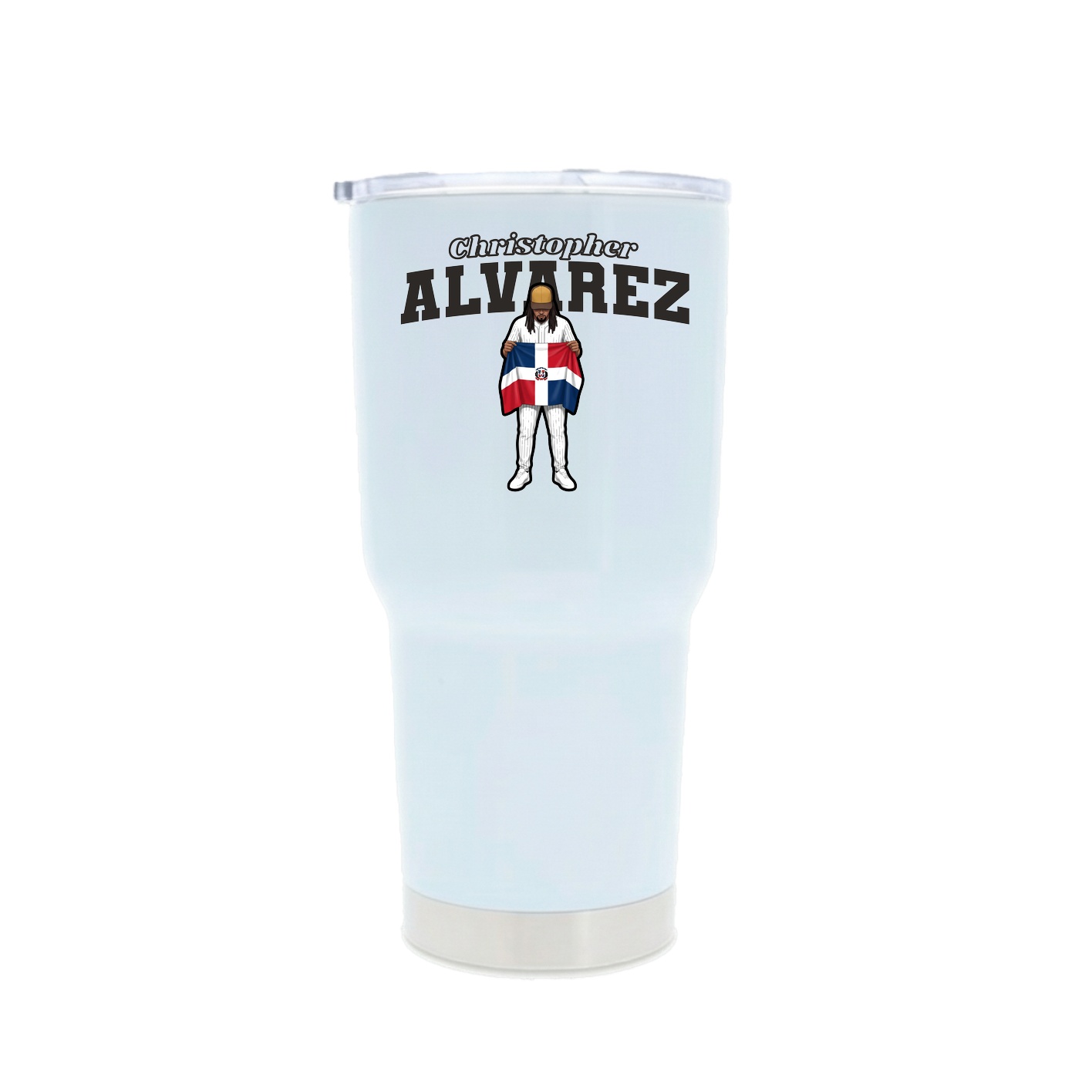 30oz Stainless Steel Tumbler — Name Arch in White