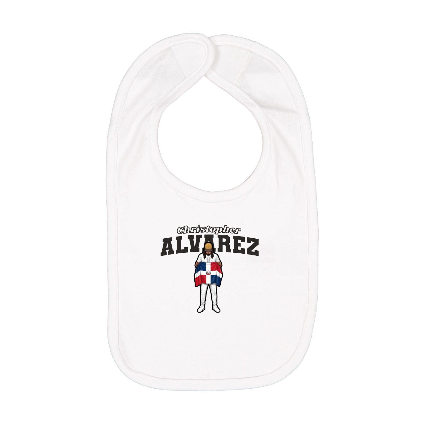 Infant Bib — Name Arch in White