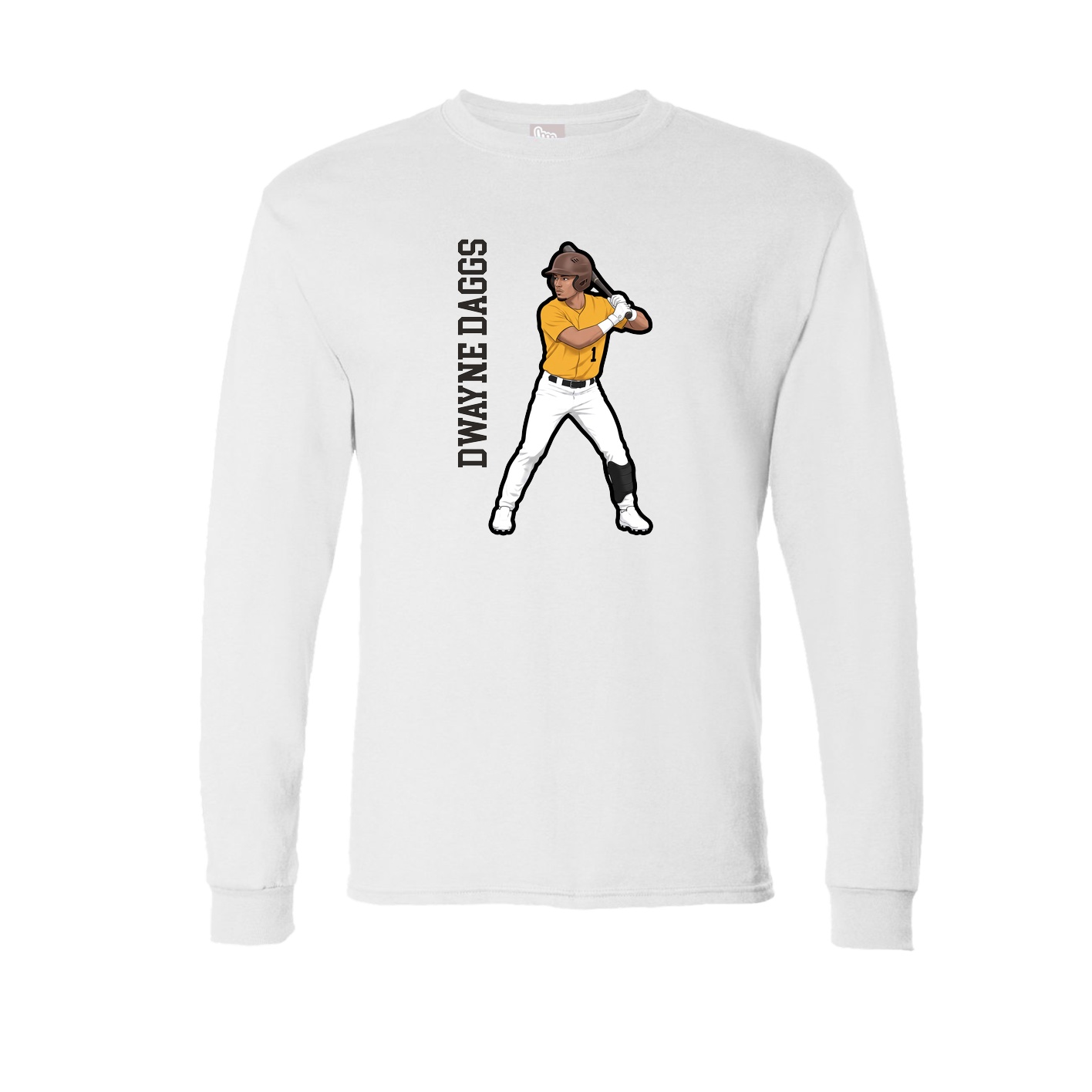 Long Sleeve Tee — Name Vertical in White