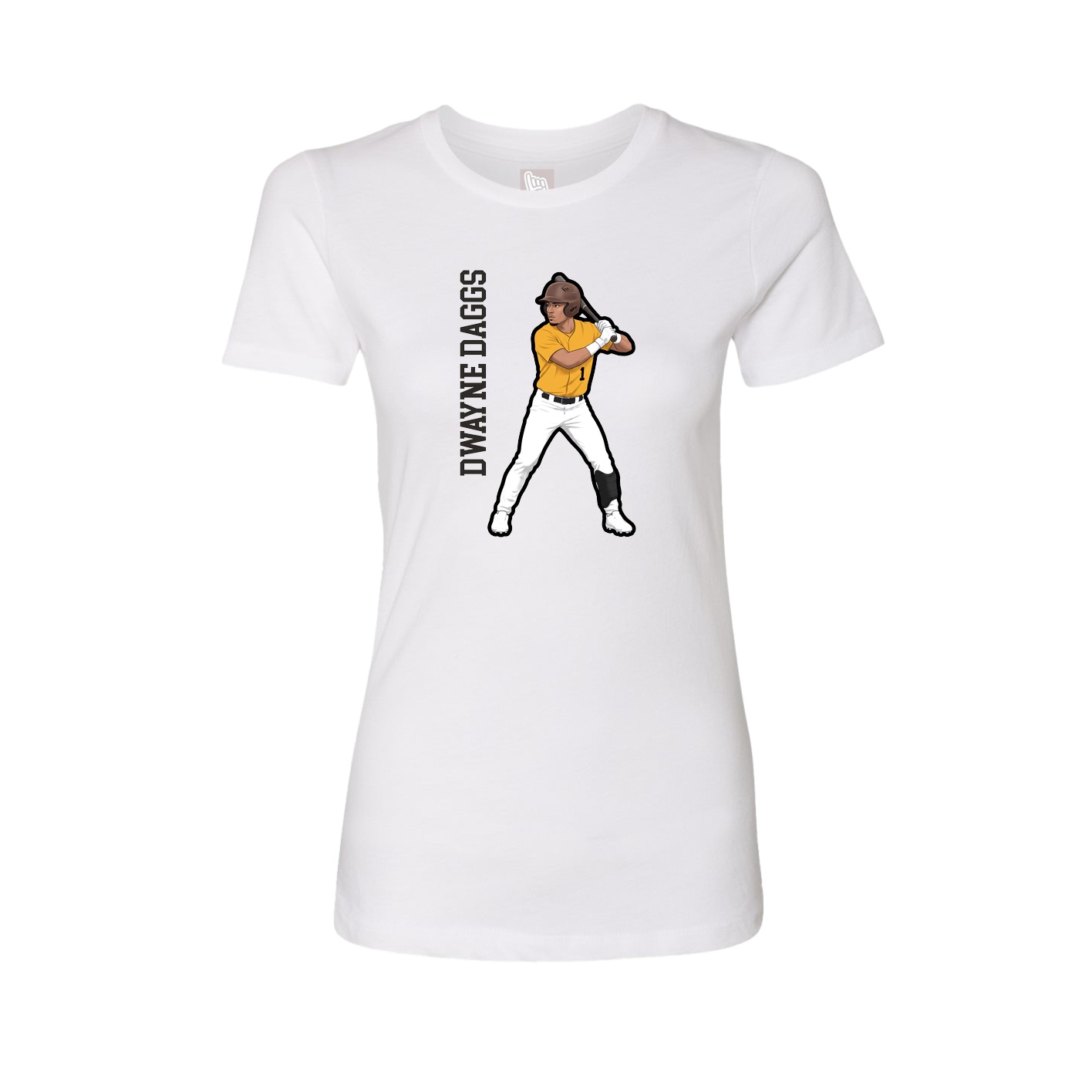 Fitted Women's Tee — Name Vertical in White