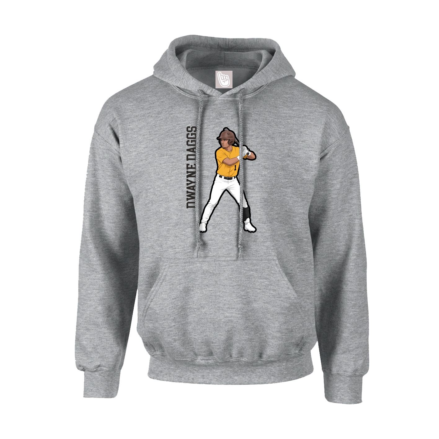 Hoodie — Name Vertical in Grey