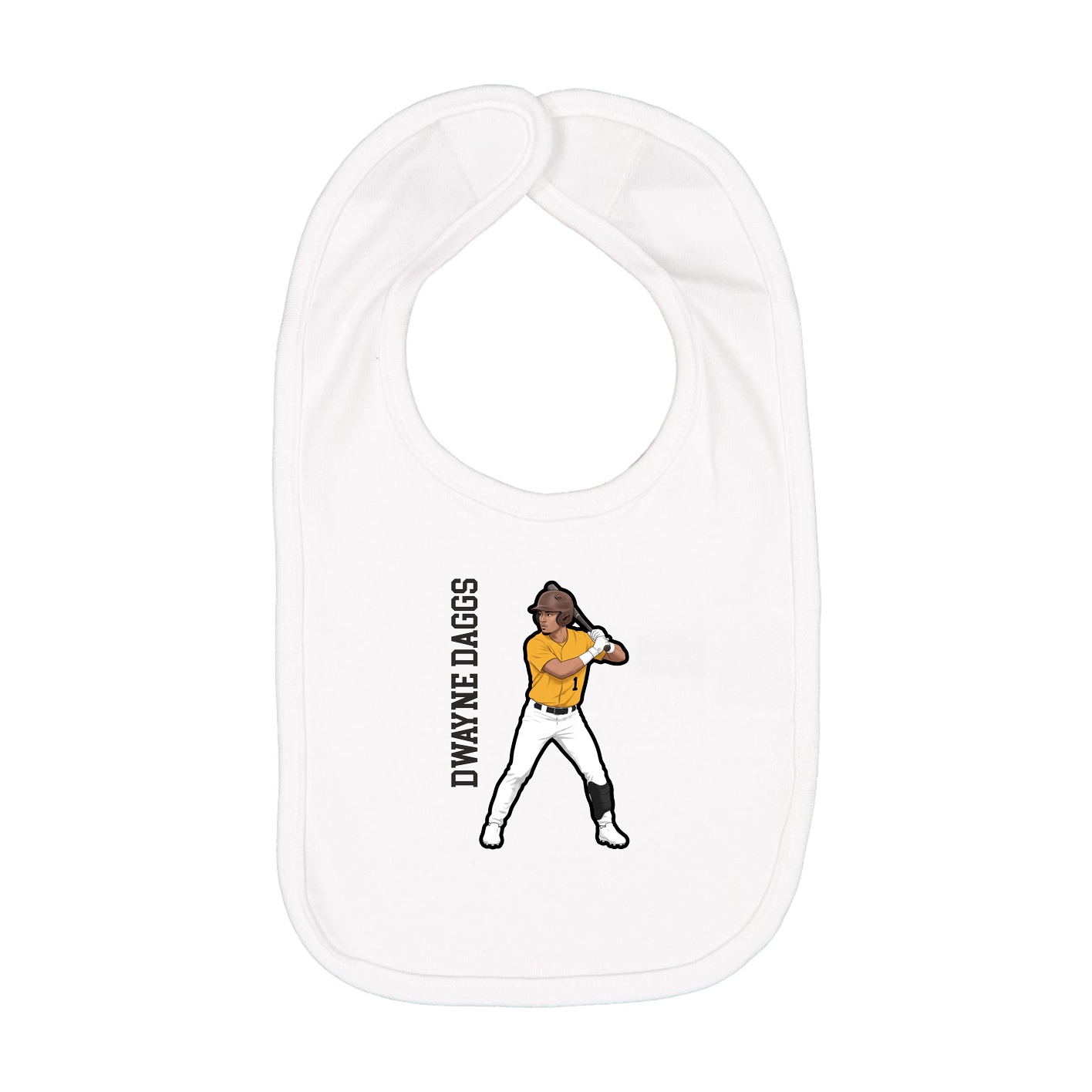 Infant Bib — Name Vertical in White