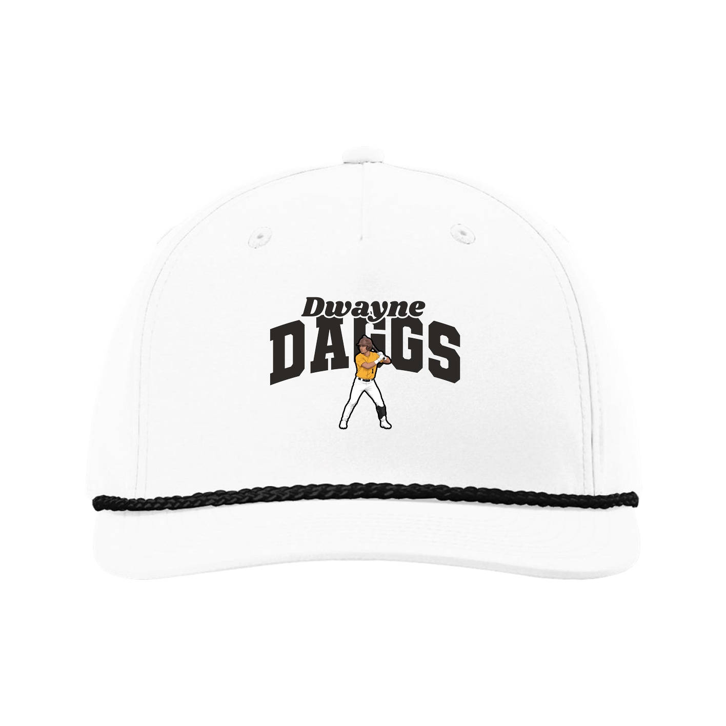 Five-Panel Classic Rope Cap — Signature Arch in White