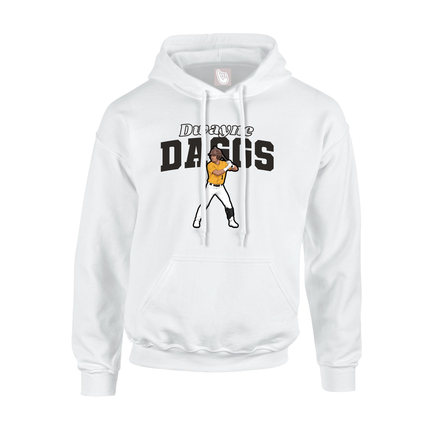 Youth Hoodie — Name Arch in White