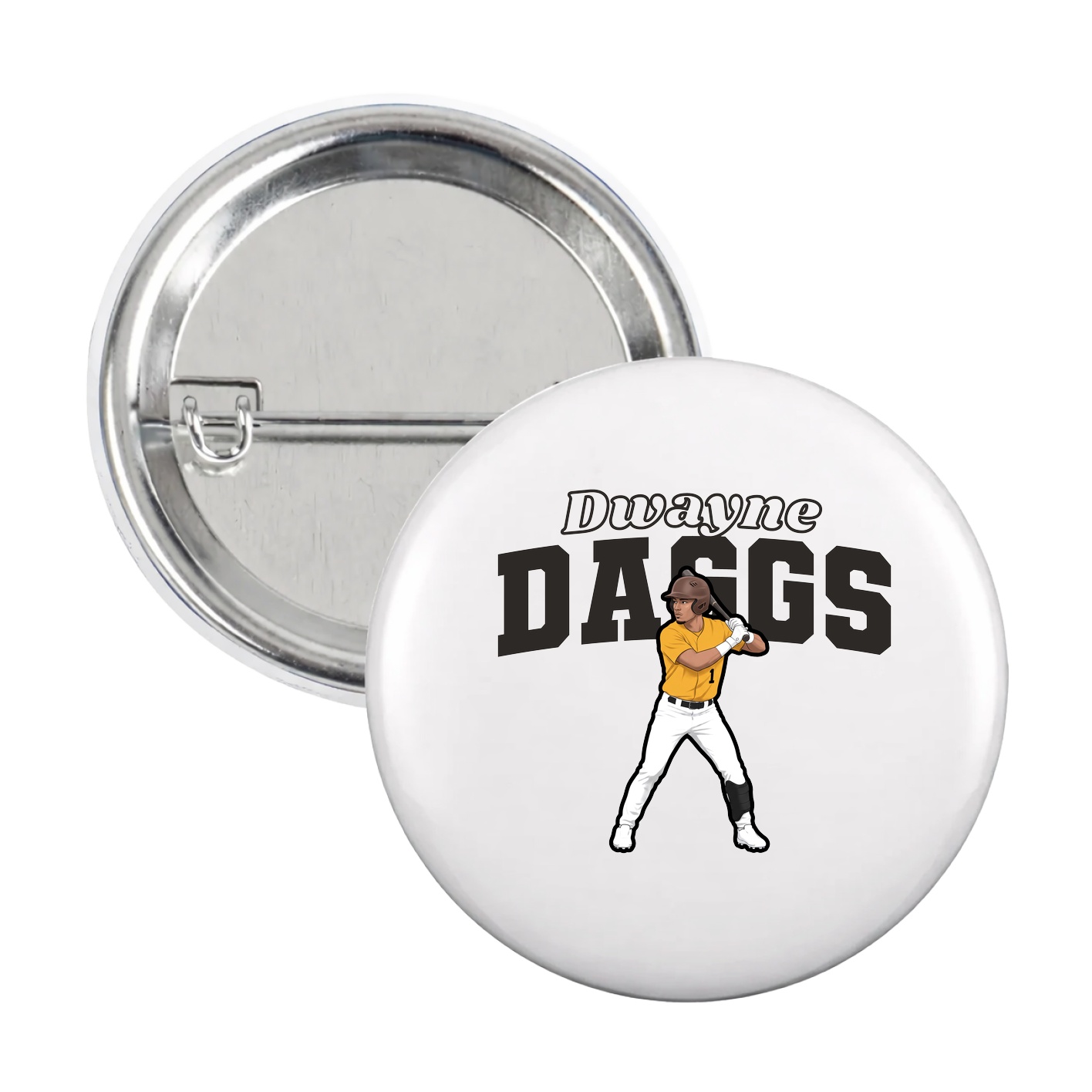 Game Day Button — Name Arch in White