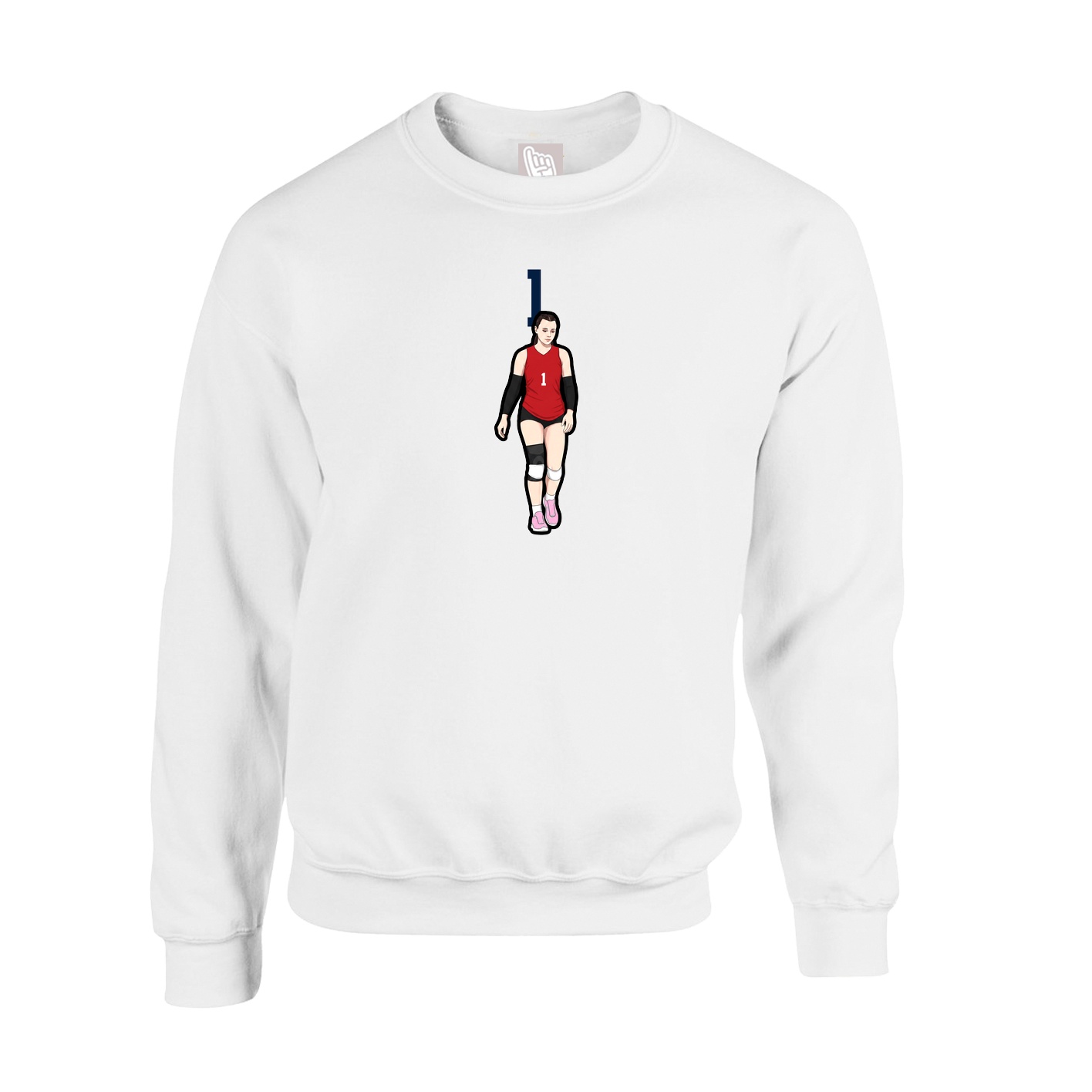 Fleece Crew — Number Top in White