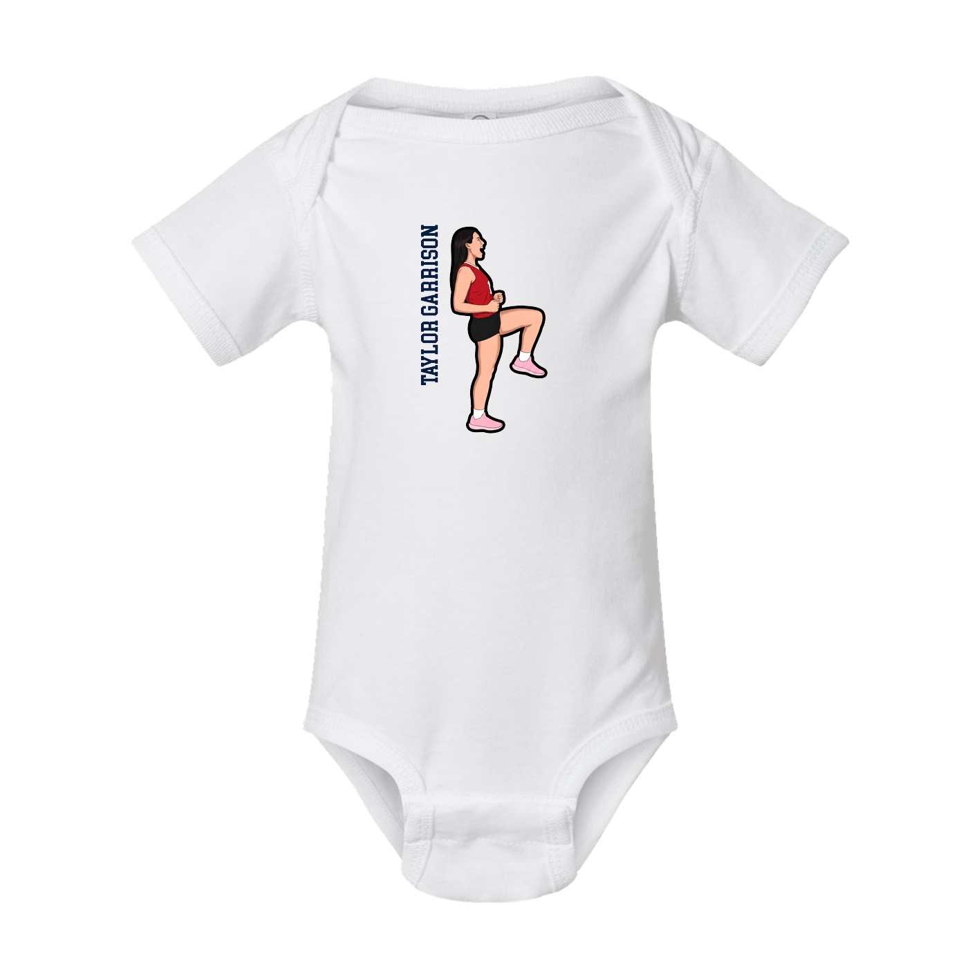 Baby Onesie — Name Vertical in White