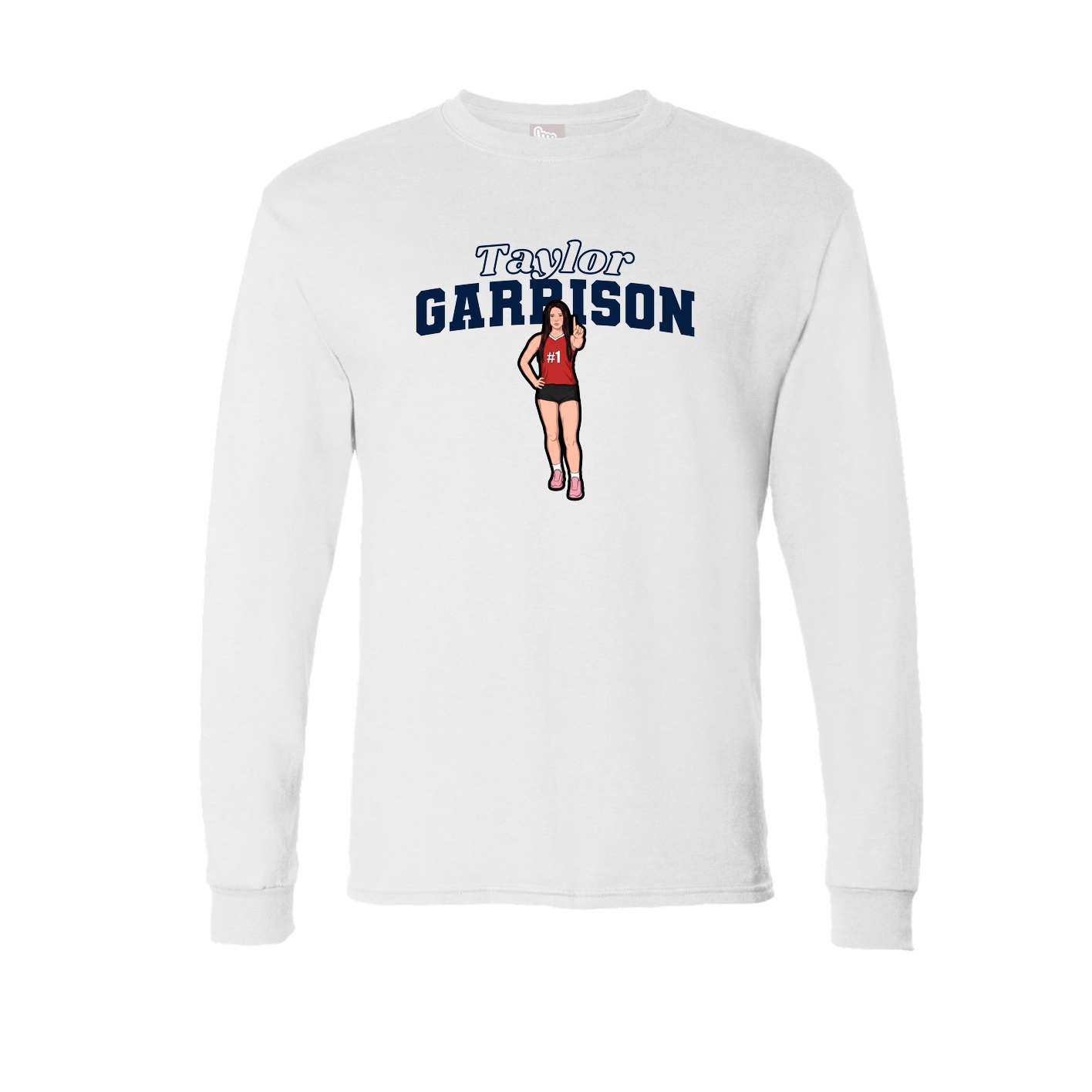 Long Sleeve Tee — Name Arch in White