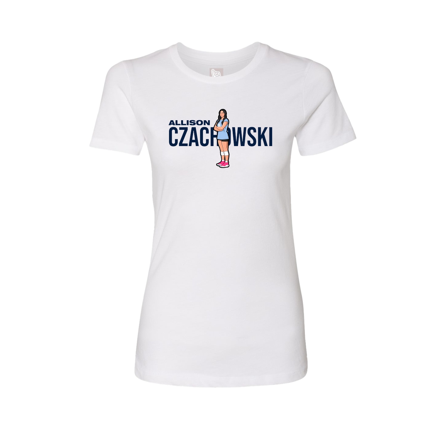 Fitted Women's Tee — Player Name in White