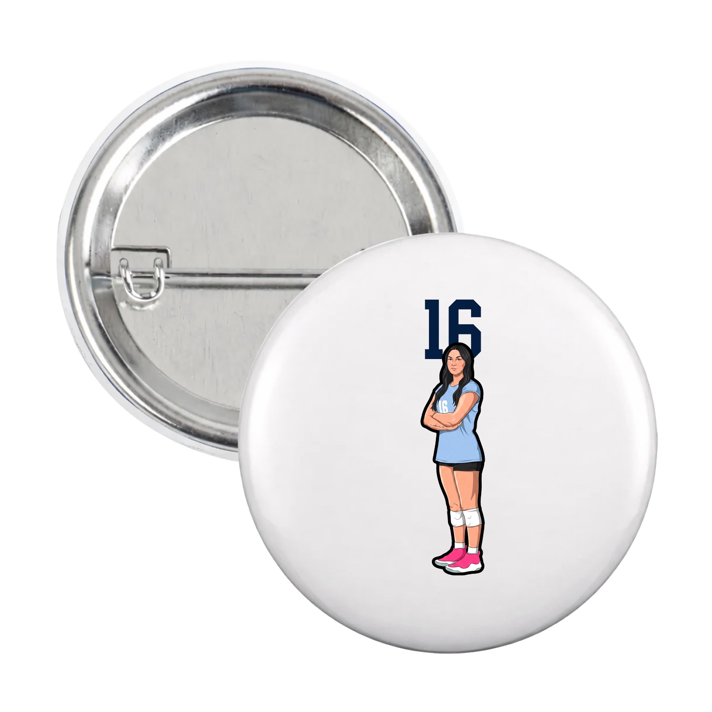 Game Day Button — Number Top in White