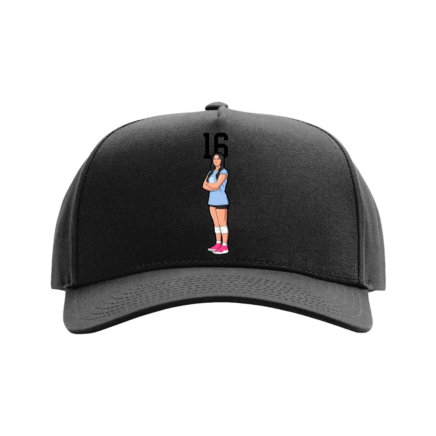 Full Fabric Five-Panel Champ Cap — Number Top in Black
