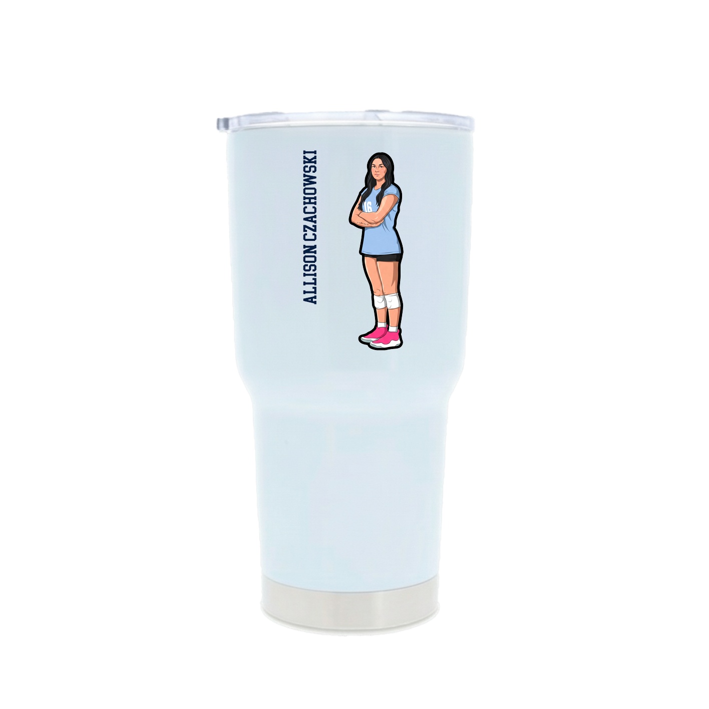 30oz Stainless Steel Tumbler — Name Vertical in White