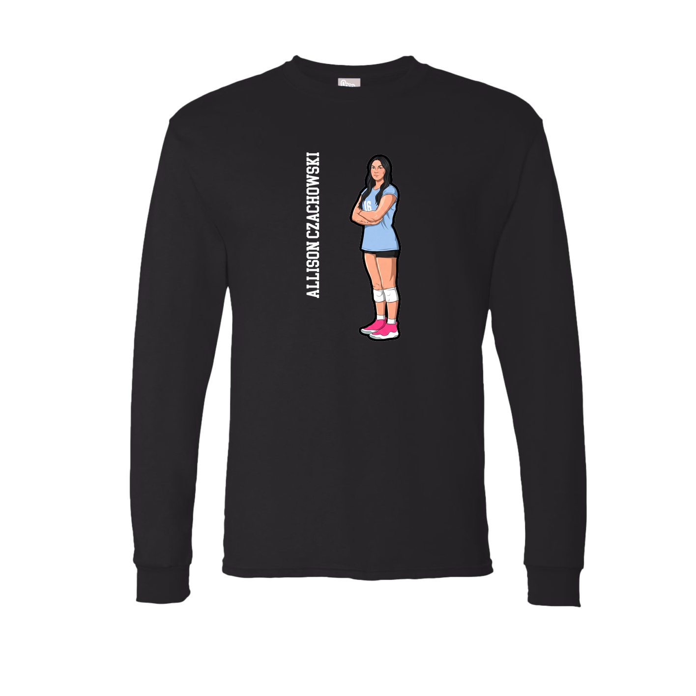 Long Sleeve Tee — Name Vertical in Black