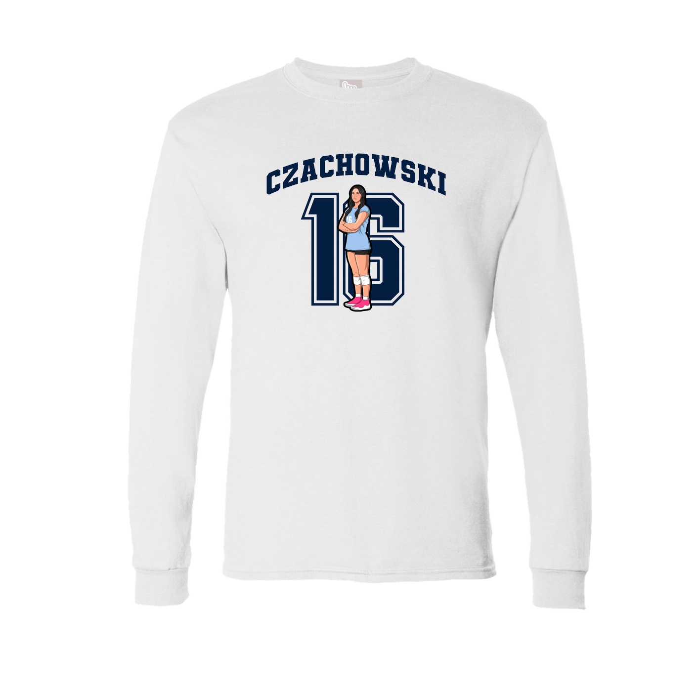 Long Sleeve Tee — Number in White