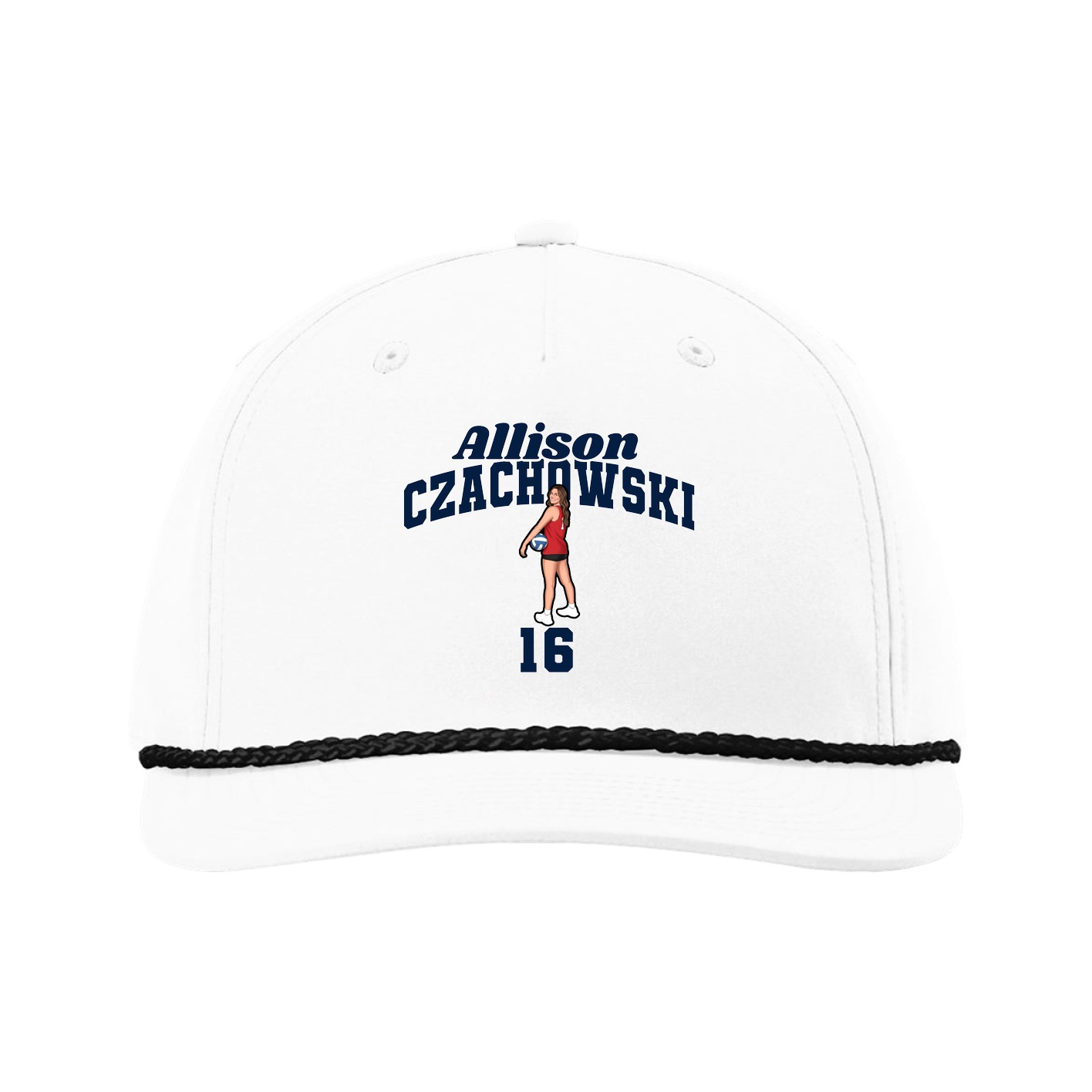 Five-Panel Classic Rope Cap — Signature Arch in White