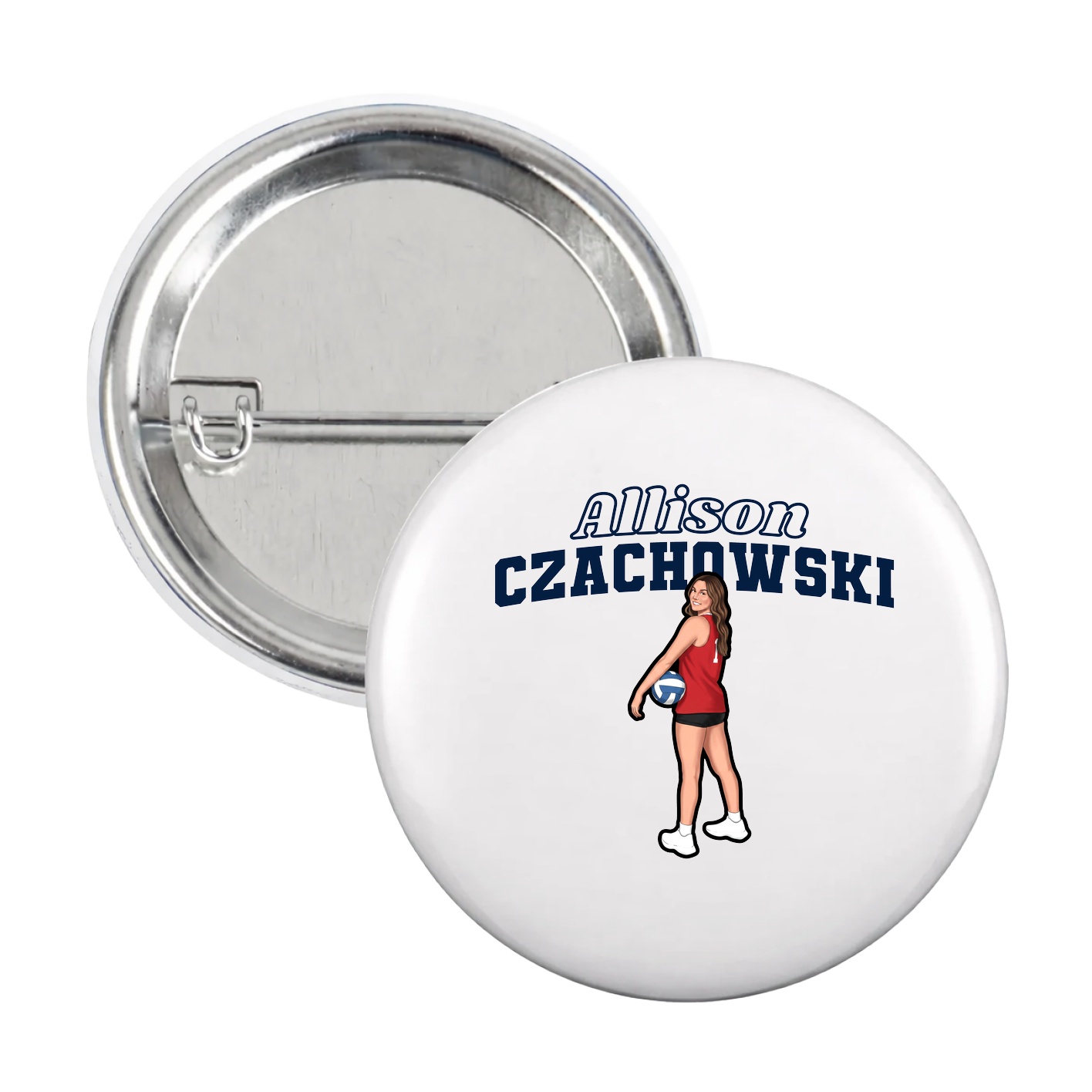 Game Day Button — Name Arch in White