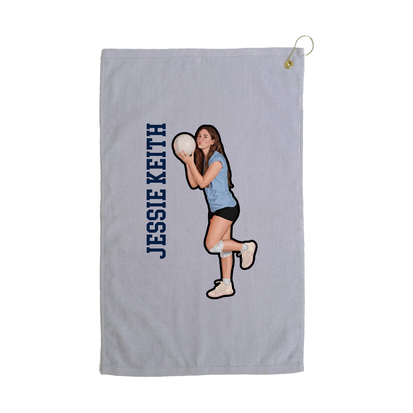 Golf Towel — Name Vertical in Grey