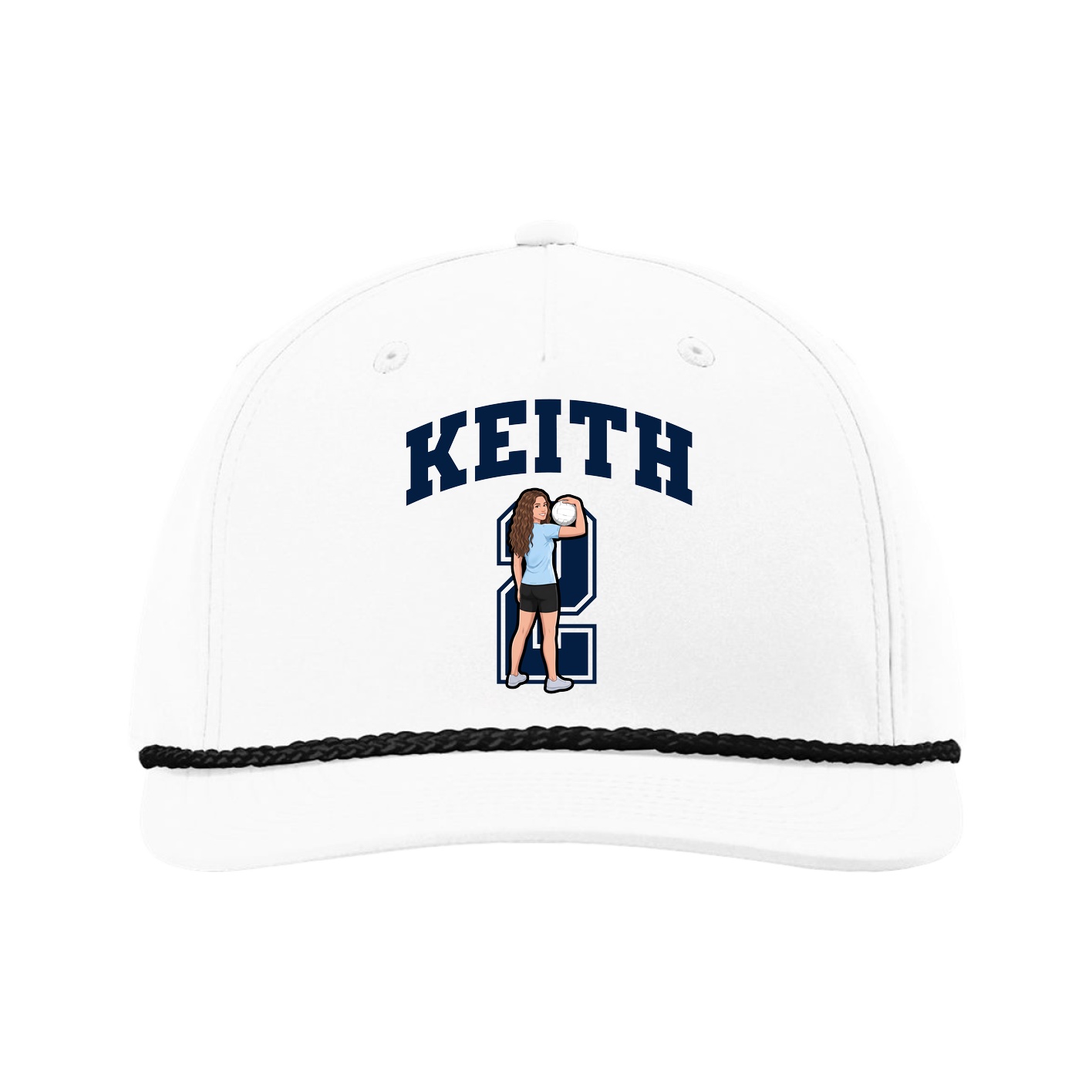Five-Panel Classic Rope Cap — Number in White