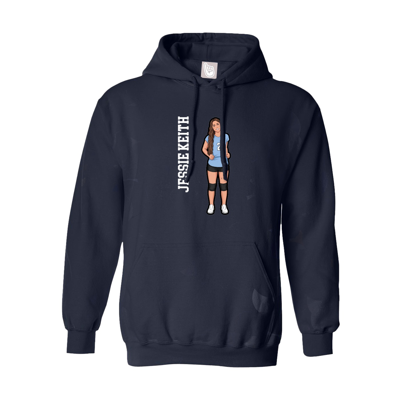 Hoodie — Name Vertical in Navy