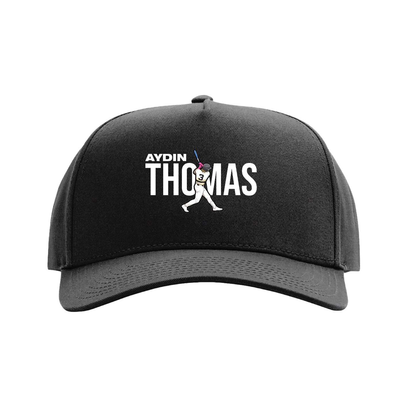Full Fabric Five-Panel Champ Cap — Player Name in Black