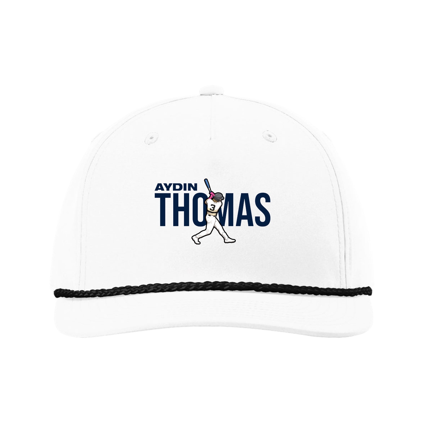 Five-Panel Classic Rope Cap — Player Name in White