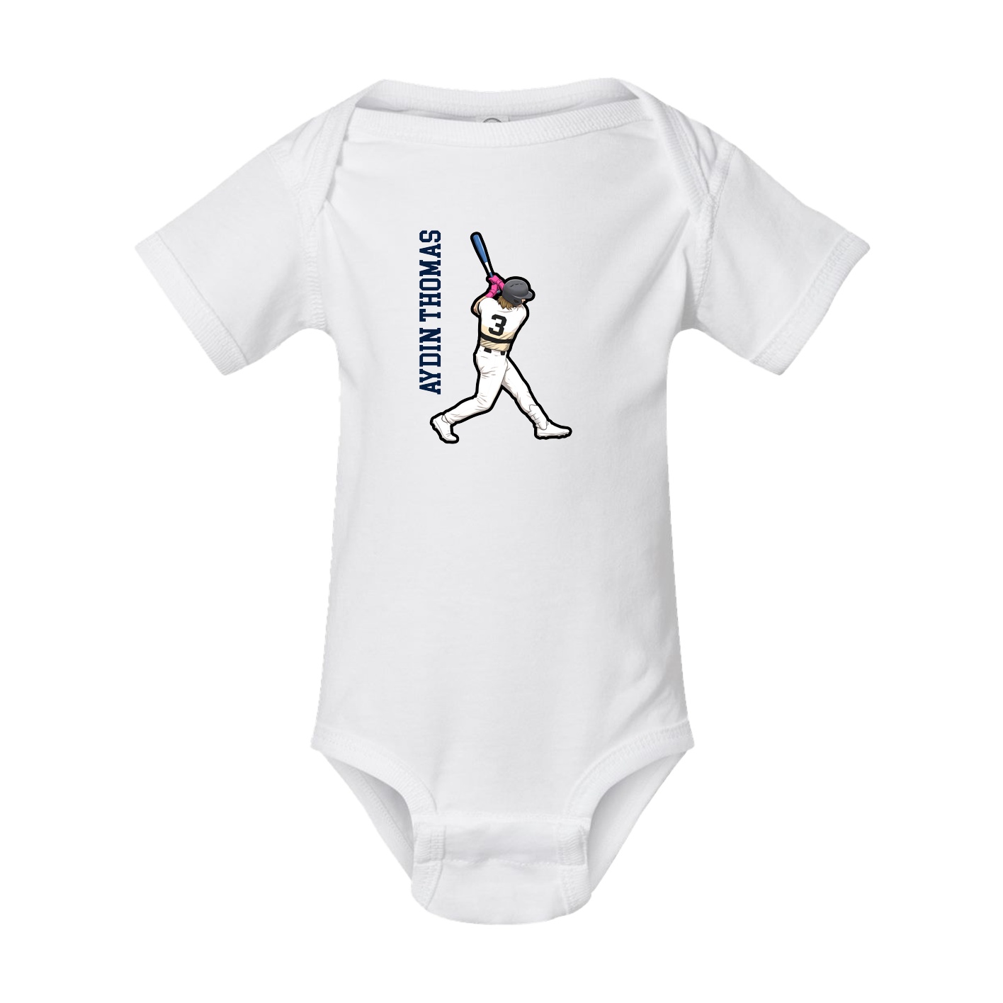 Baby Onesie — Name Vertical in White