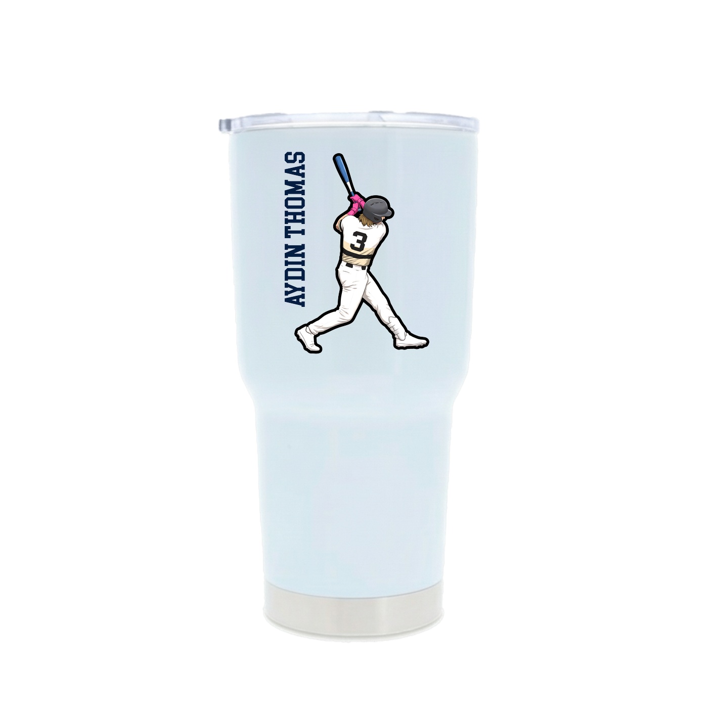 30oz Stainless Steel Tumbler — Name Vertical in White