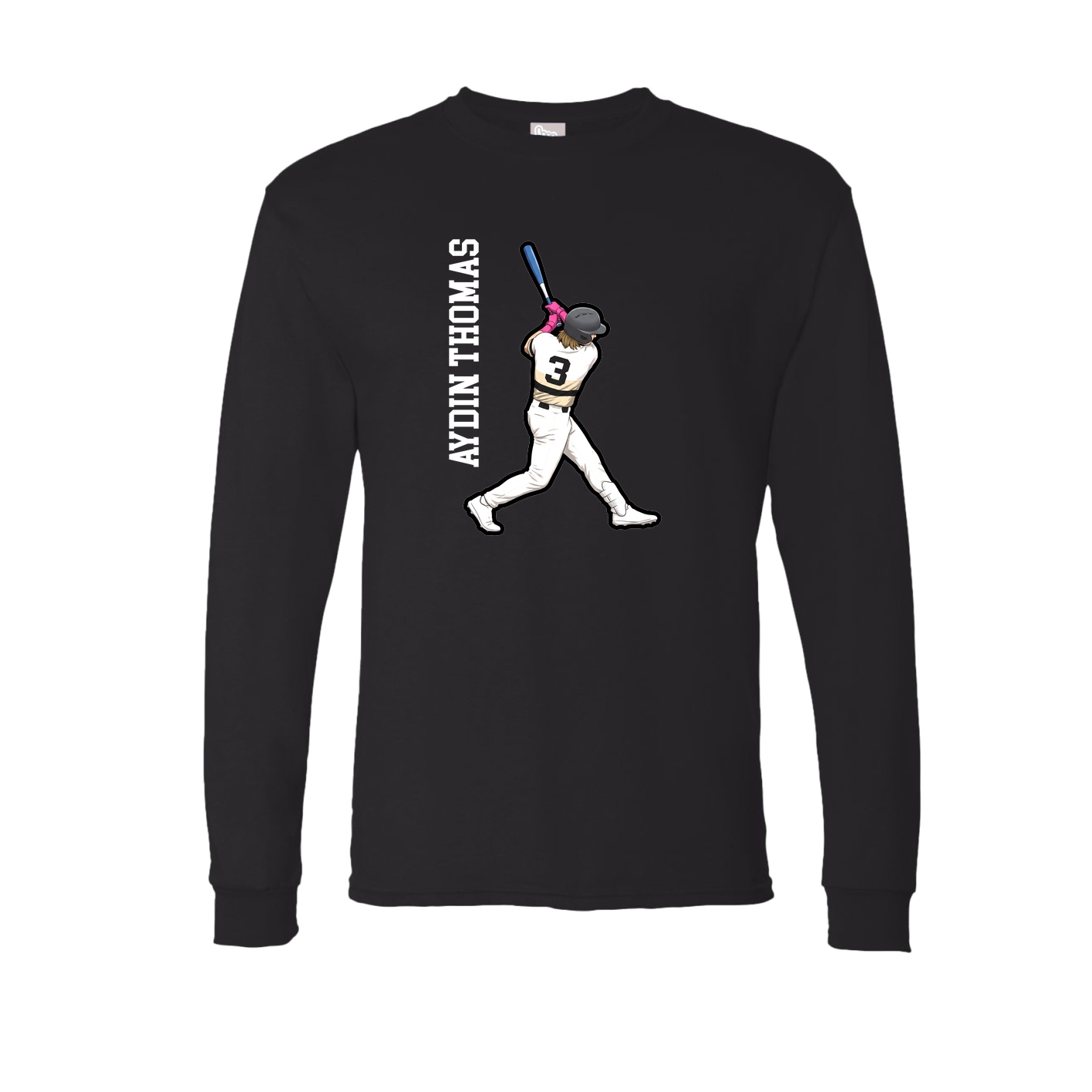 Long Sleeve Tee — Name Vertical in Black