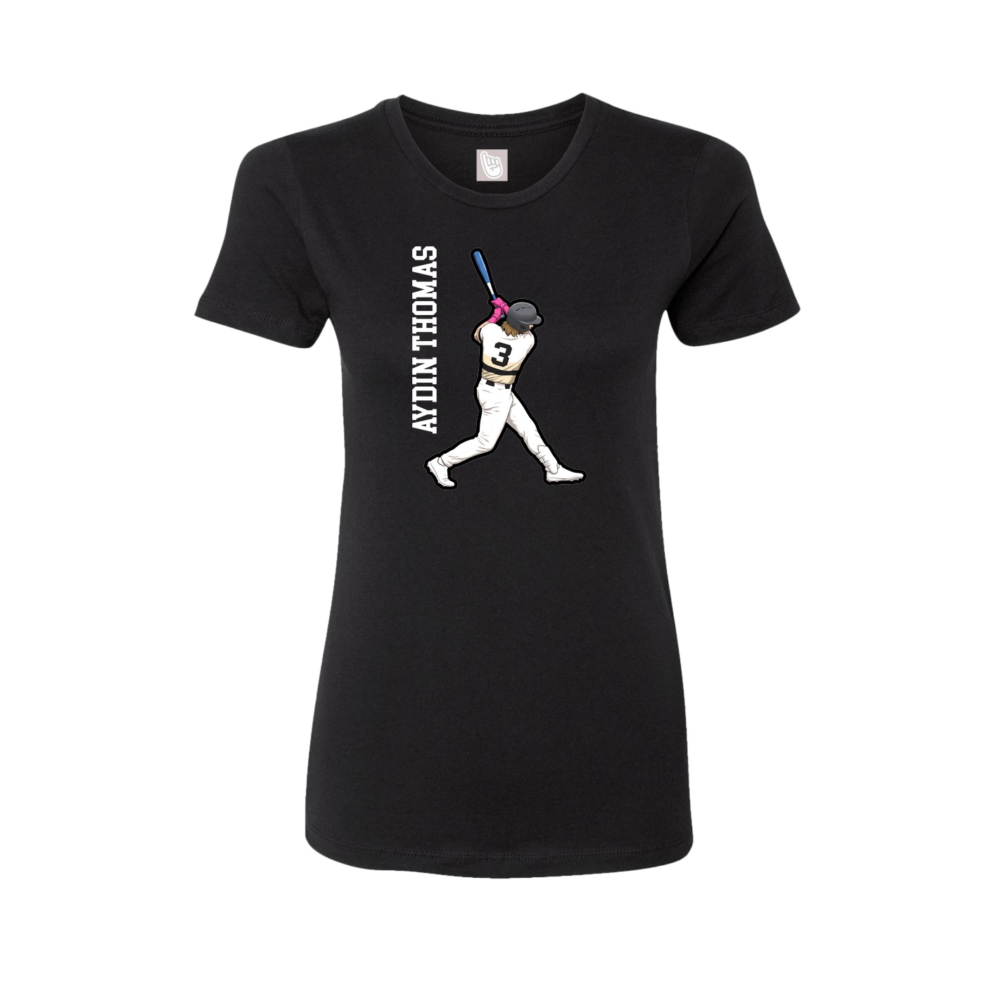 Fitted Women's Tee — Name Vertical in Black