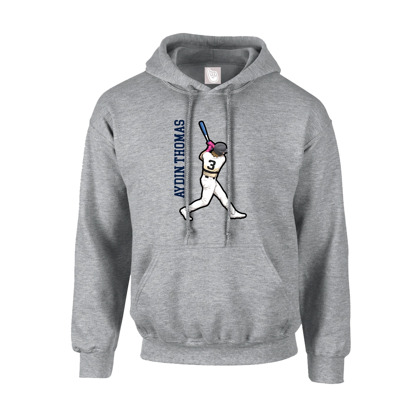 Youth Hoodie — Name Vertical in Grey
